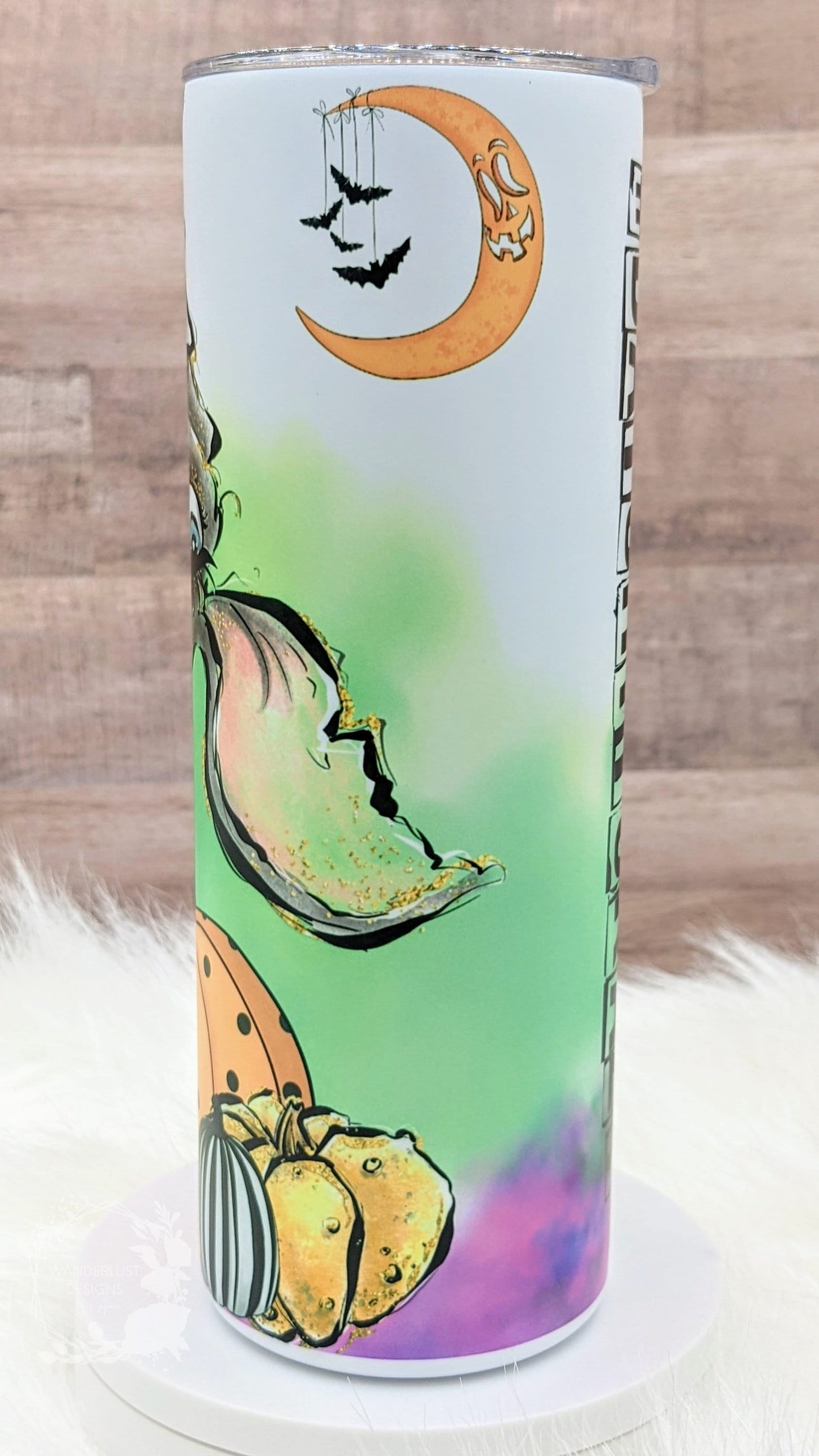 BATSHIT CRAZY Fall/Halloween Pumpkin Matte Finish 20 Oz Sublimation Skinny Tumbler - Insulated Stainless