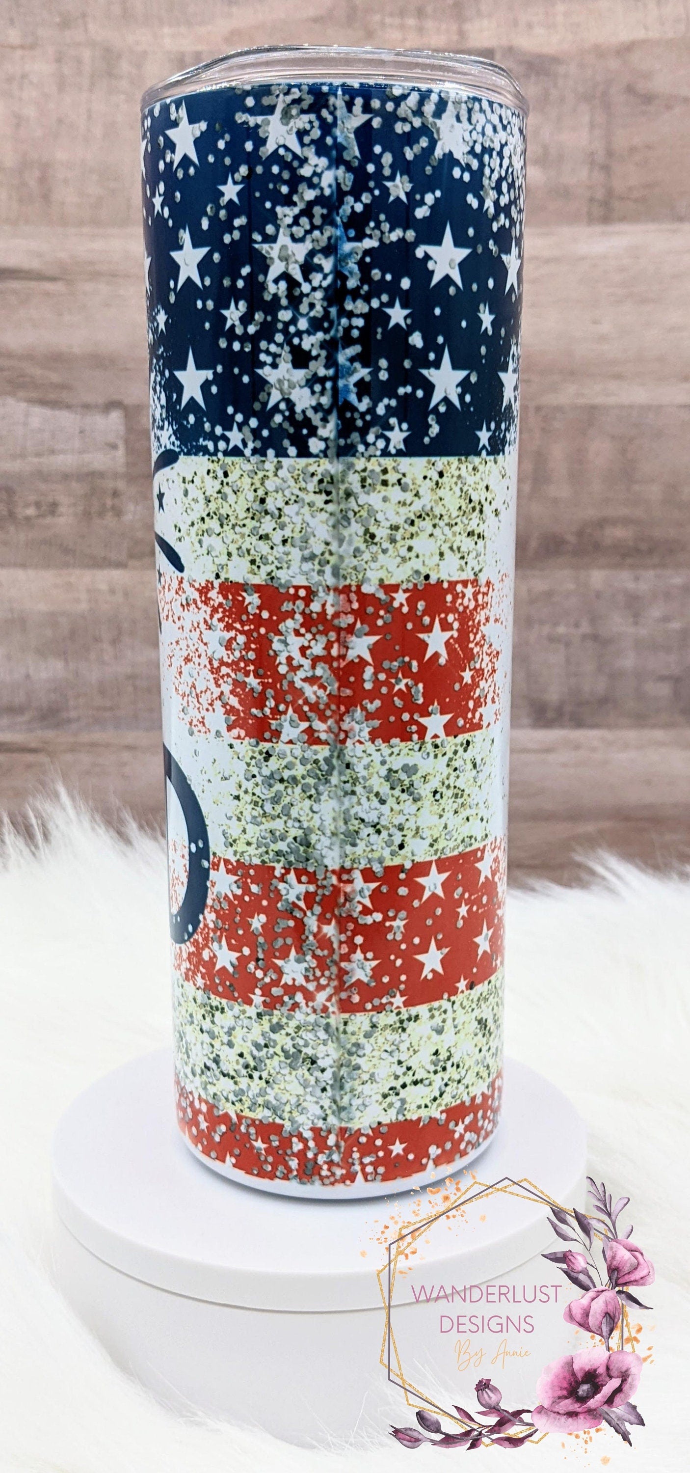 Red White & Boozed USA Flag Glitter Fireworks Sublimation 20 Oz Skinny Tumbler - Insulated Stainless