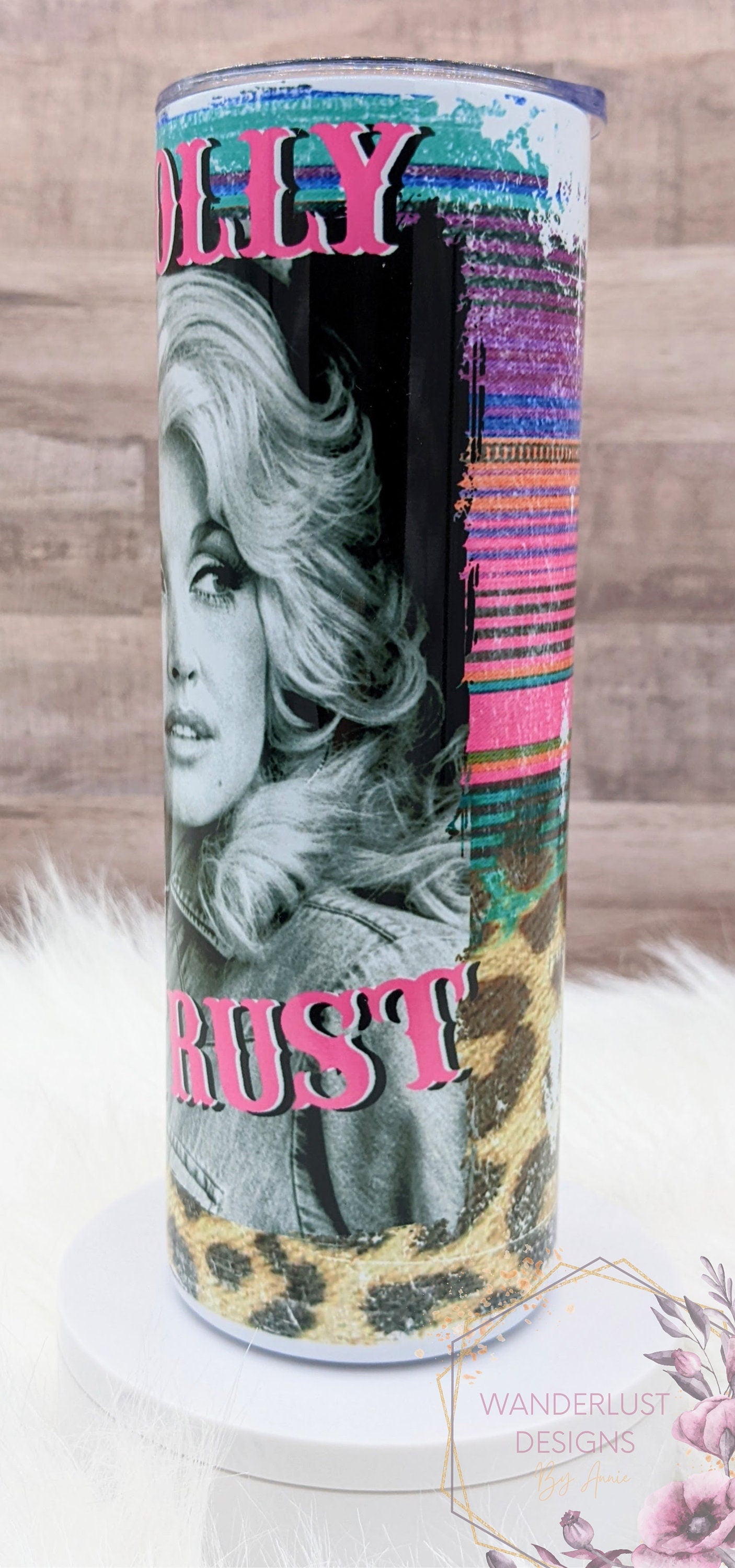 In Dolly We Trust Dolly Parton Country Western Distressed 20 Oz Skinny Tumbler - Insulated Stainless