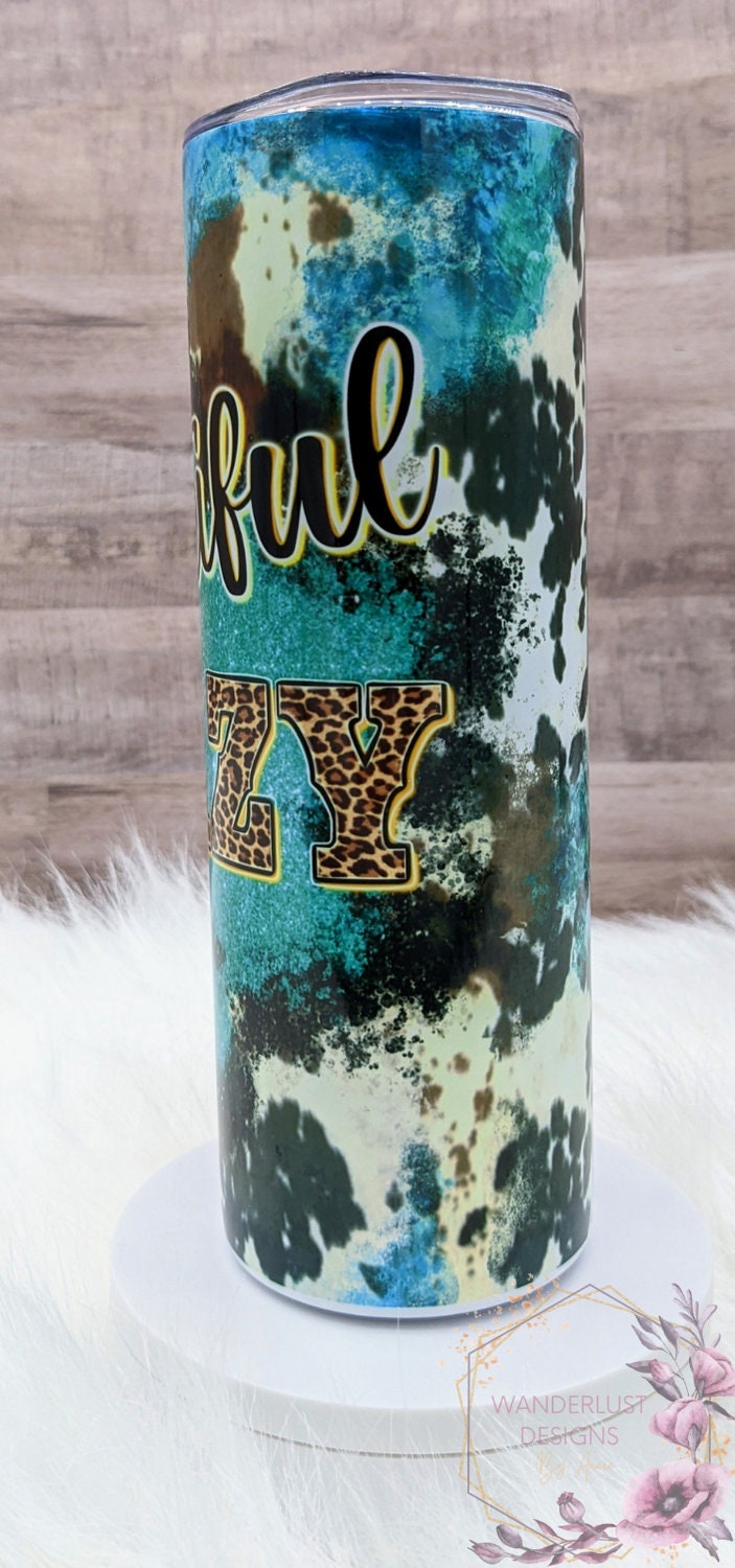 Beautiful Crazy Leopard & Cowhide Combs 20 Oz Sublimated Skinny Tumbler - Insulated Stainless