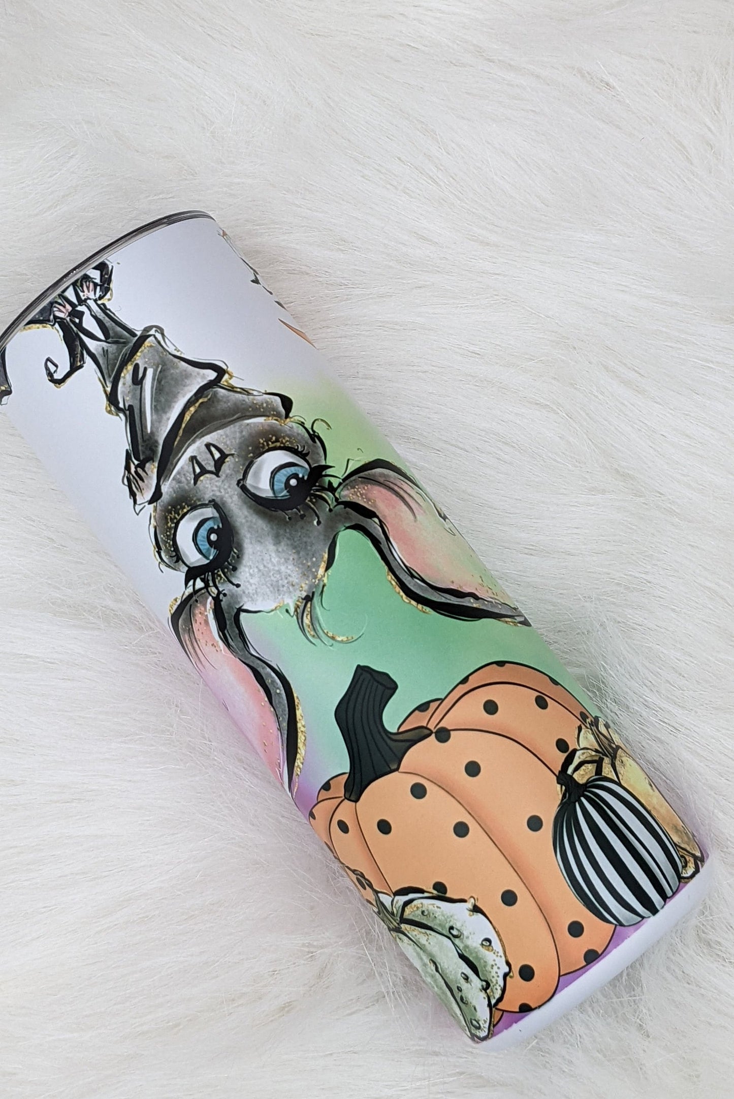 BATSHIT CRAZY Fall/Halloween Pumpkin Matte Finish 20 Oz Sublimation Skinny Tumbler - Insulated Stainless