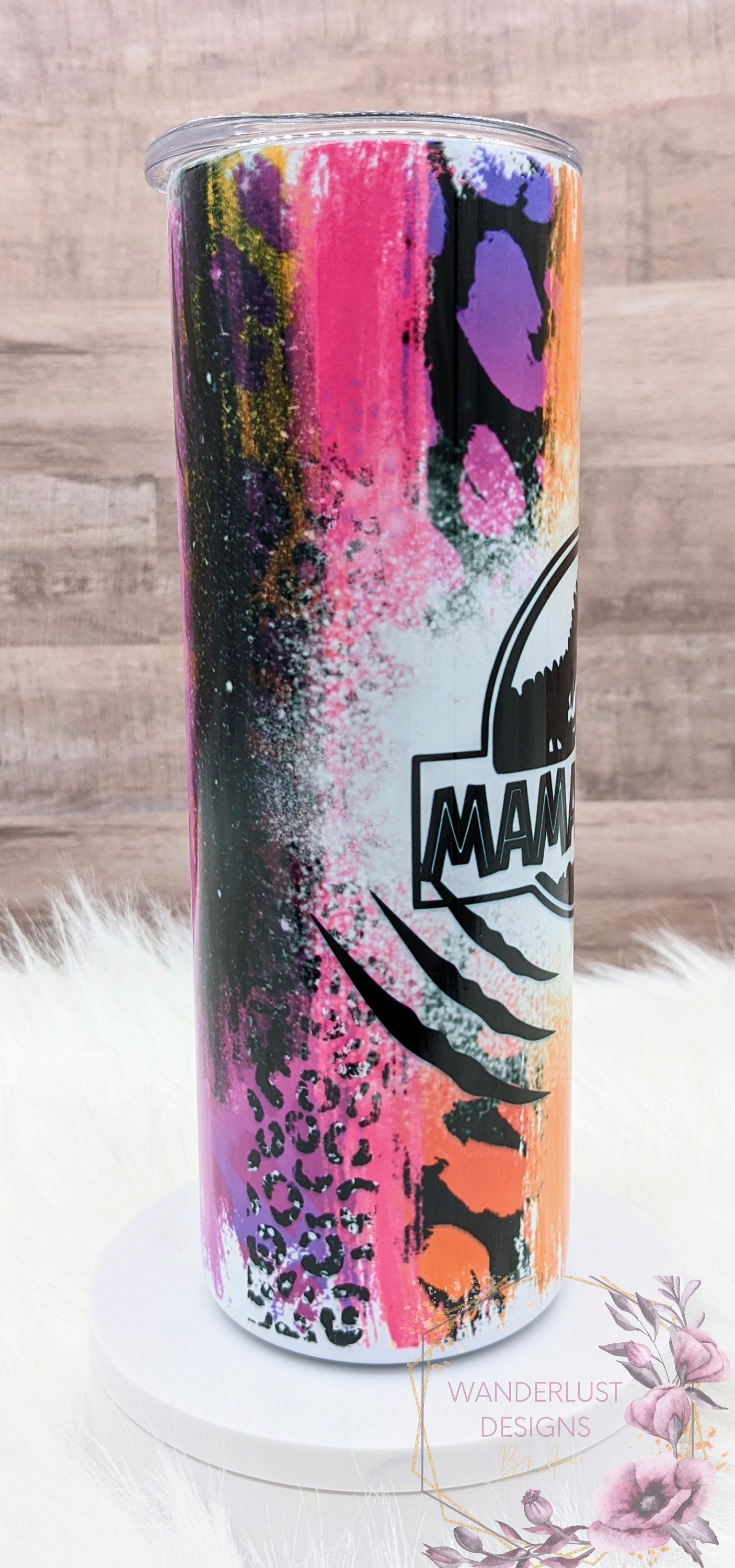 Mamasaurus Mom Dinosaur Bright T-Rex Sublimation 20 Oz Skinny Tumbler - Insulated Stainless