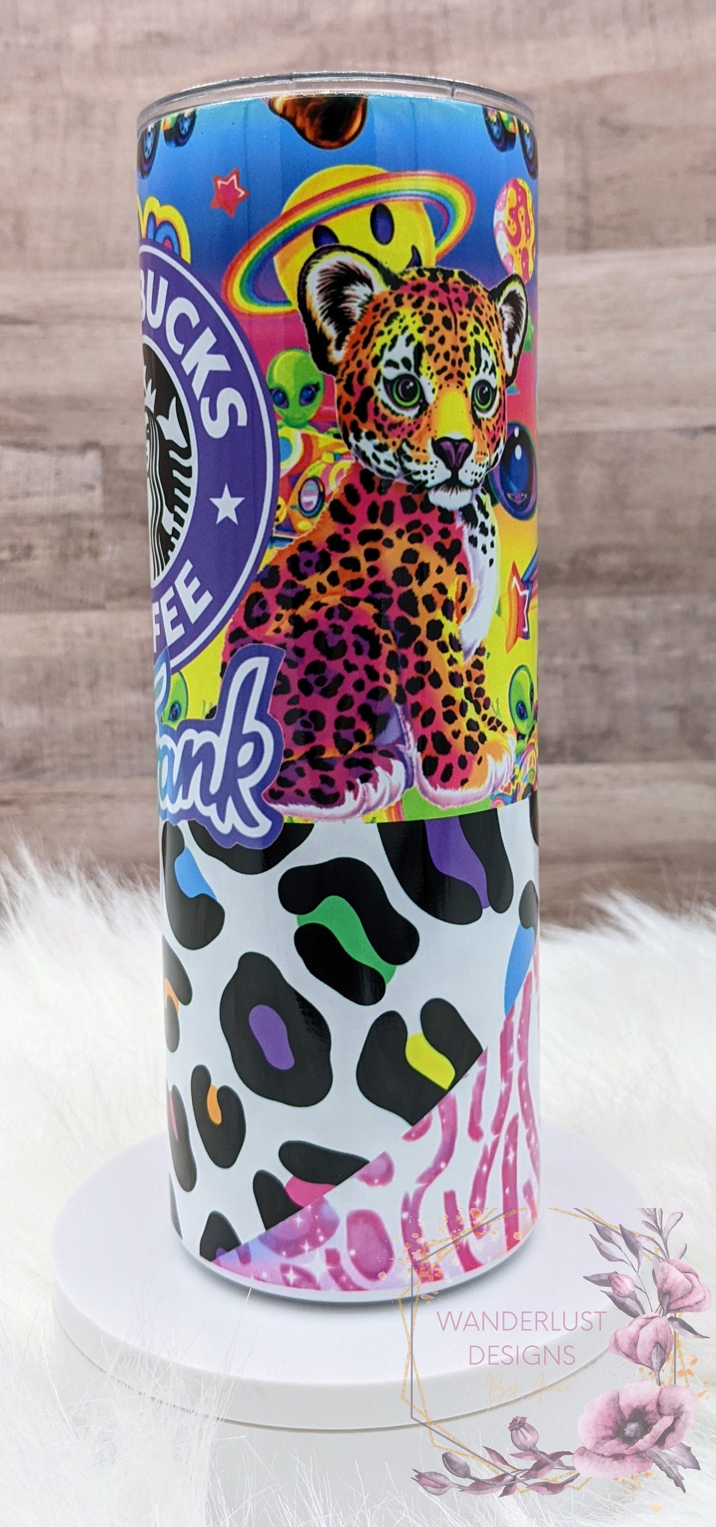 90's Lisa Frank Inspired Bright Coffee Starbucks Inspired Sublimation 20 Oz Skinny Tumbler - Insulated Stainless