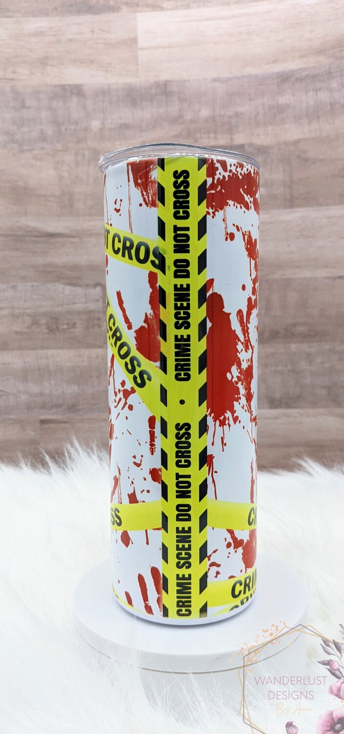 True Crime Junkie 20 Oz Sublimated Skinny Tumbler - Insulated Stainless Bun & Glasses