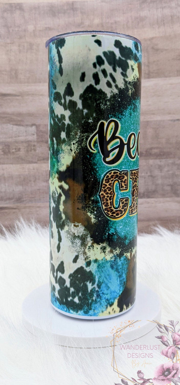 Beautiful Crazy Leopard & Cowhide Combs 20 Oz Sublimated Skinny Tumbler - Insulated Stainless