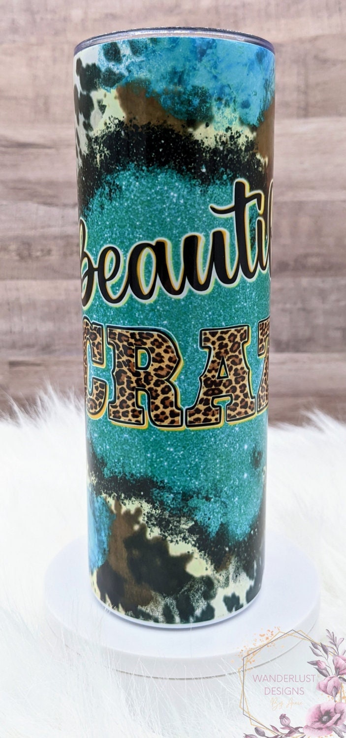 Beautiful Crazy Leopard & Cowhide Combs 20 Oz Sublimated Skinny Tumbler - Insulated Stainless