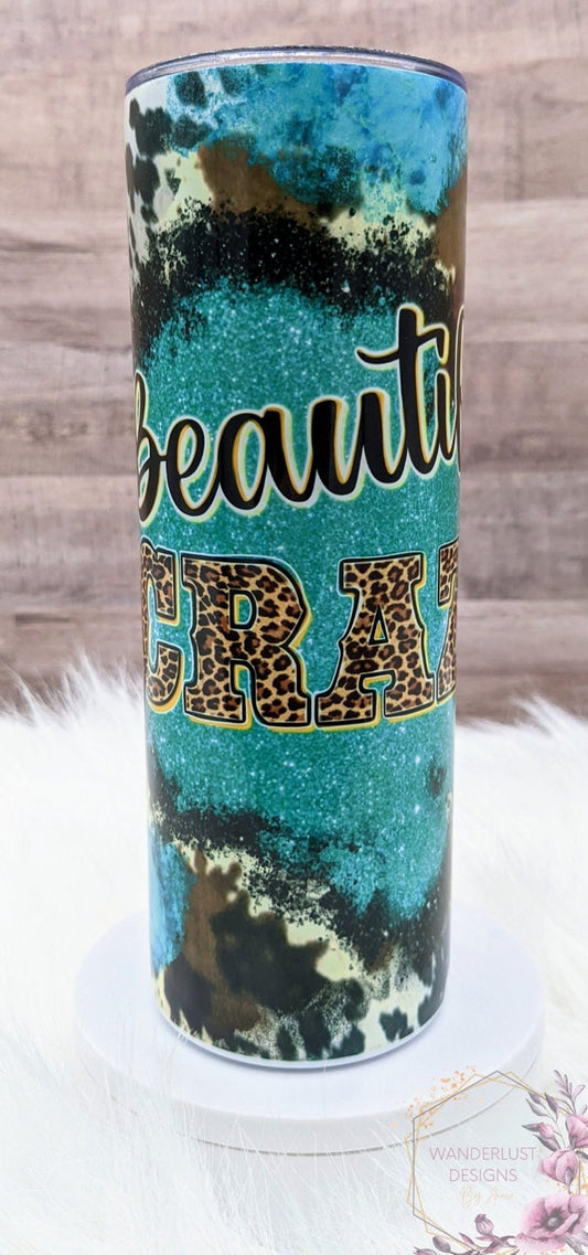 Beautiful Crazy Leopard & Cowhide Combs 20 Oz Sublimated Skinny Tumbler - Insulated Stainless