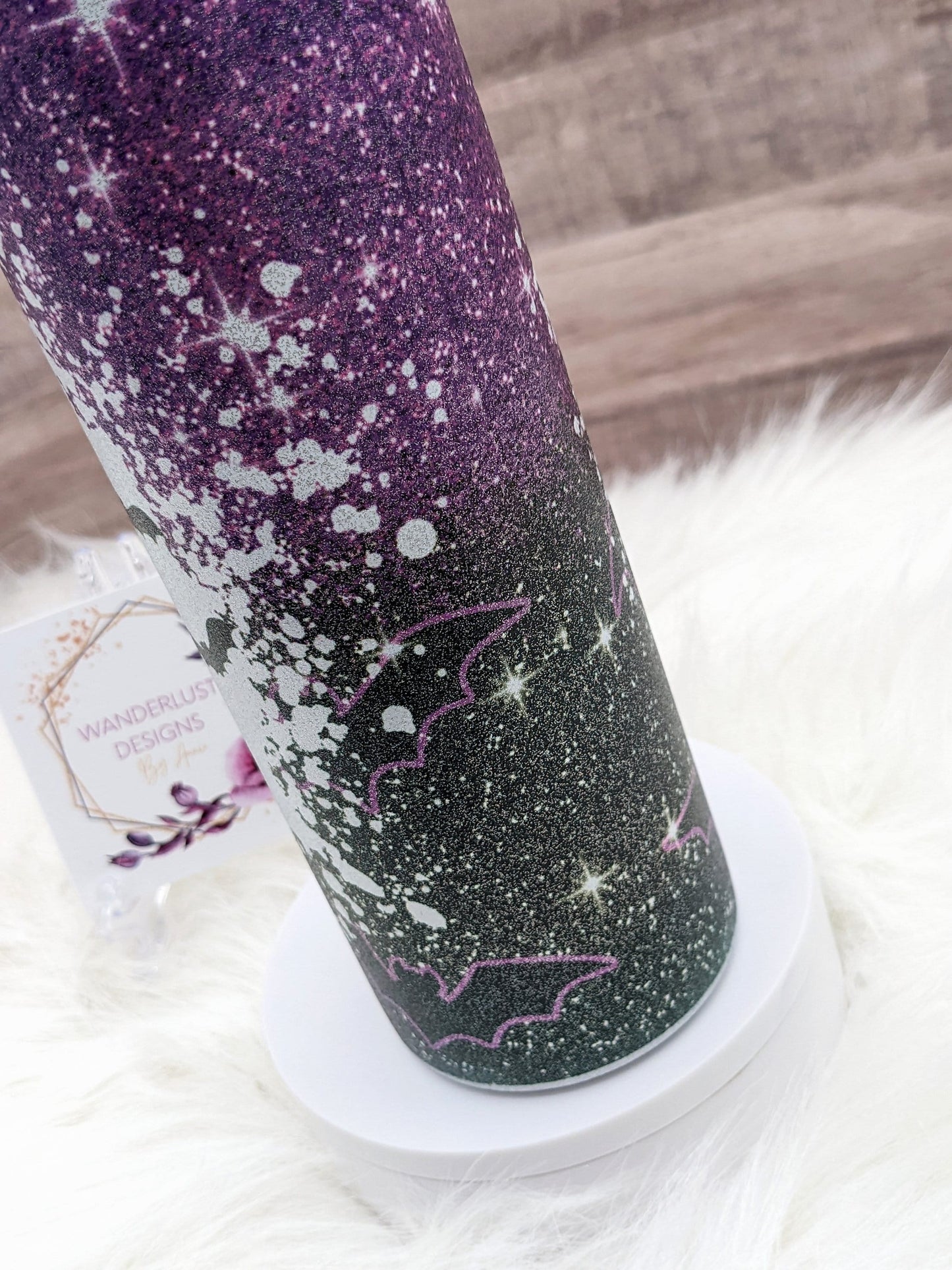 100% That Witch Purple and Black Sparkle Sublimated Skinny Tumbler - Insulated Stainless