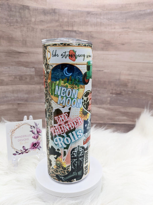 90's Country Music Reba Garth Brooks and Dunn Shania Concert 20 Oz Sublimated Skinny Tumbler - Insulated Stainless