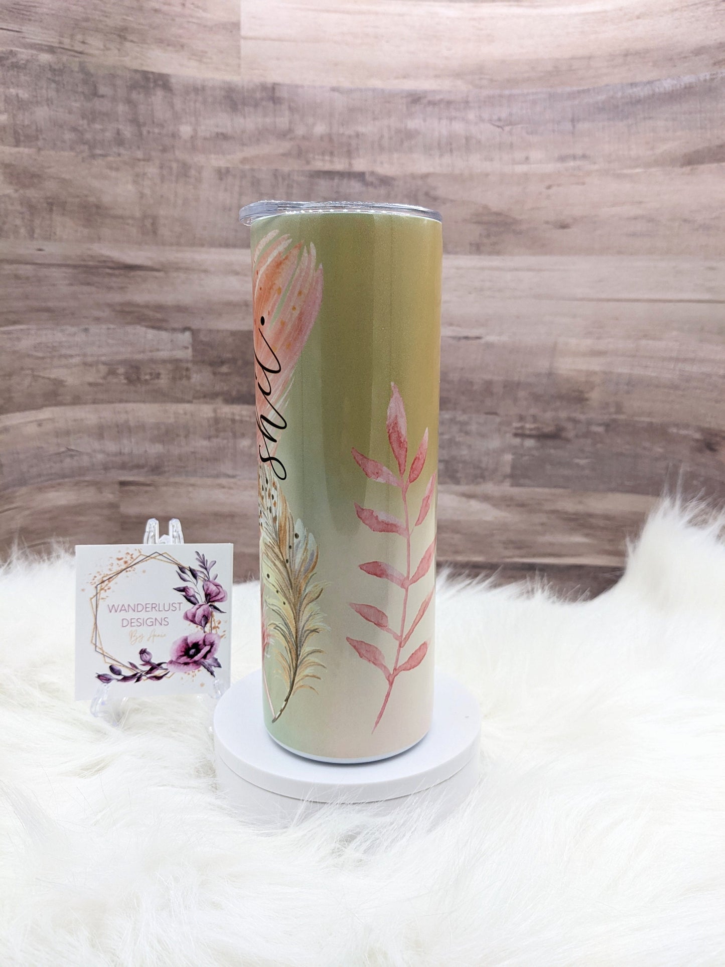 Manifest That Shit Boho Shimmer Holographic 20 Oz Sublimated Skinny Tumbler - Insulated Stainless