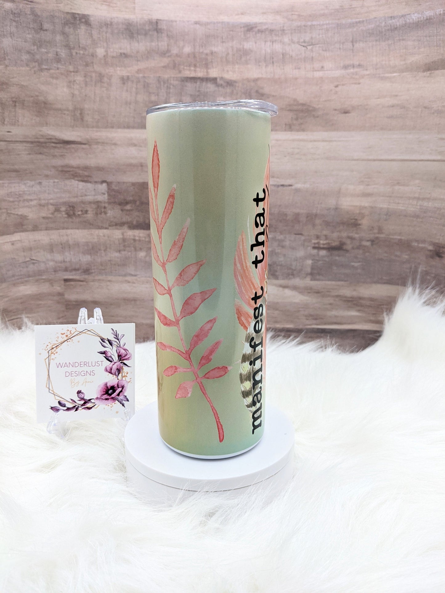 Manifest That Shit Boho Shimmer Holographic 20 Oz Sublimated Skinny Tumbler - Insulated Stainless