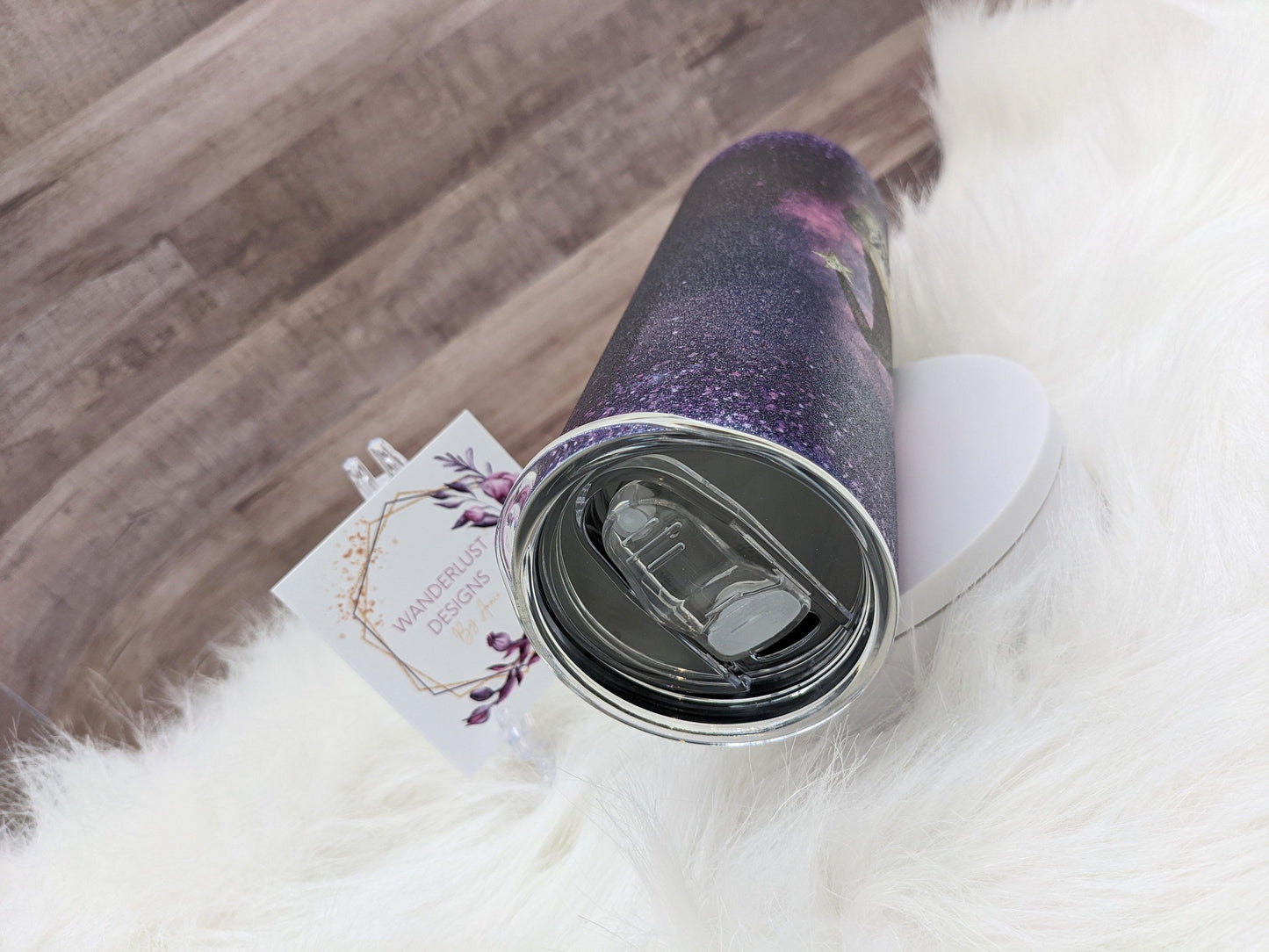 Purple Celestial Gnome Reach for the Stars Inspirational Sparkle Sublimated Skinny Tumbler - Insulated Stainless