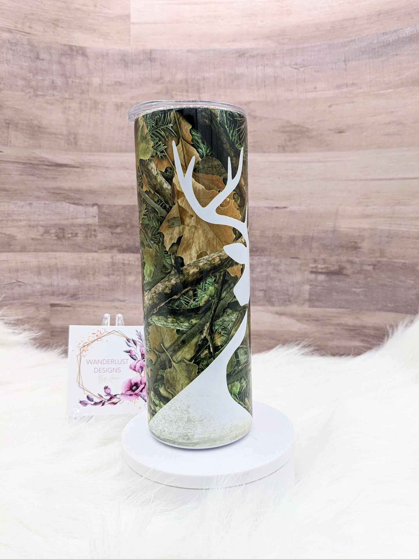 Birchwood Deer Camo Hunting  20 Oz Sublimated Skinny Tumbler - Insulated Stainless