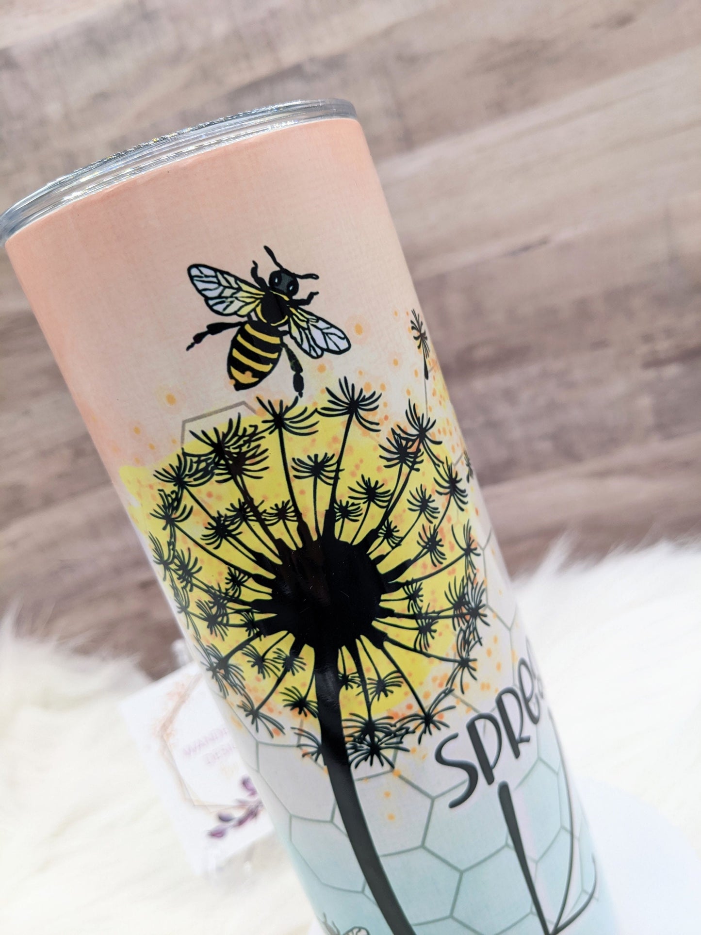 Spread Kindness Bee Honeycomb Ombre 20 Oz Sublimated Skinny Tumbler - Insulated Stainless