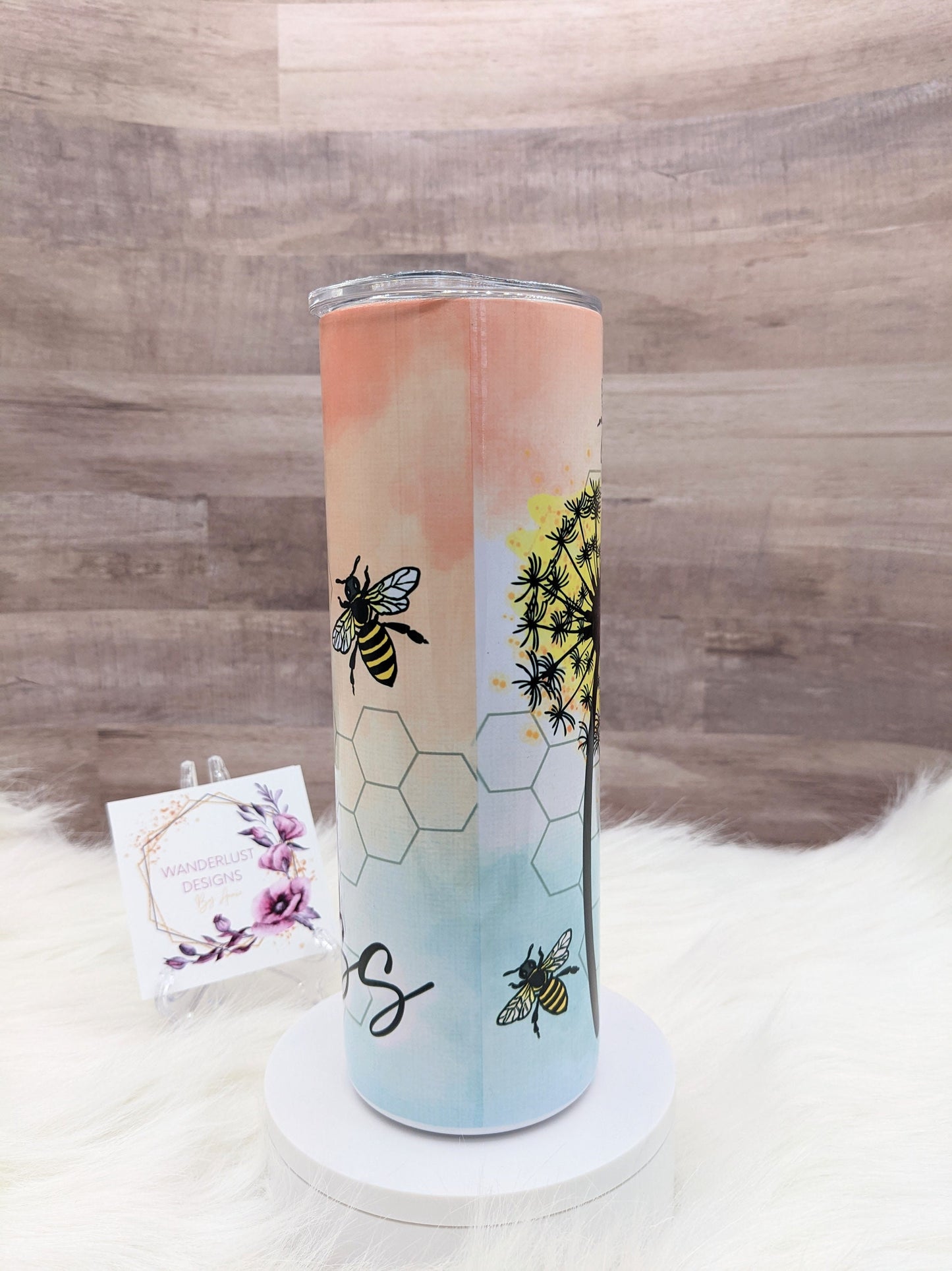 Spread Kindness Bee Honeycomb Ombre 20 Oz Sublimated Skinny Tumbler - Insulated Stainless