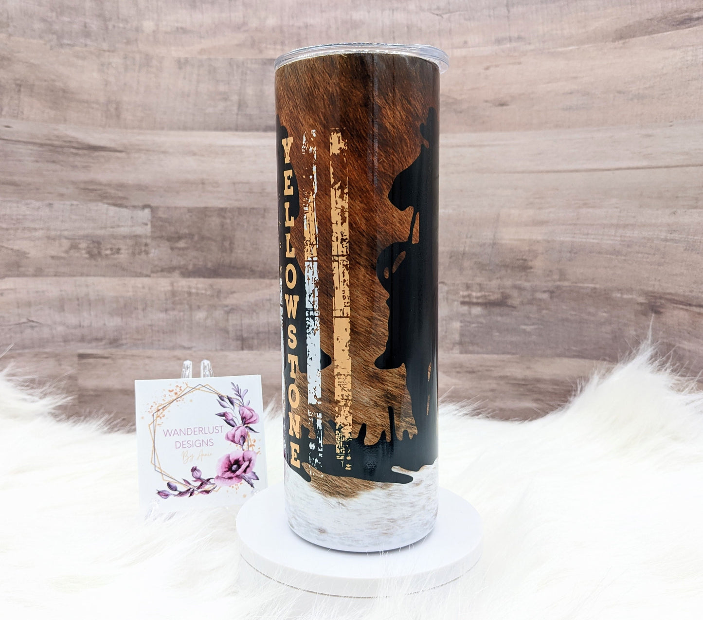 Yellowstone Dutton Ranch Cowboy with Flag Cowhide 20 Oz Sublimated Tumbler - Stainless Steel