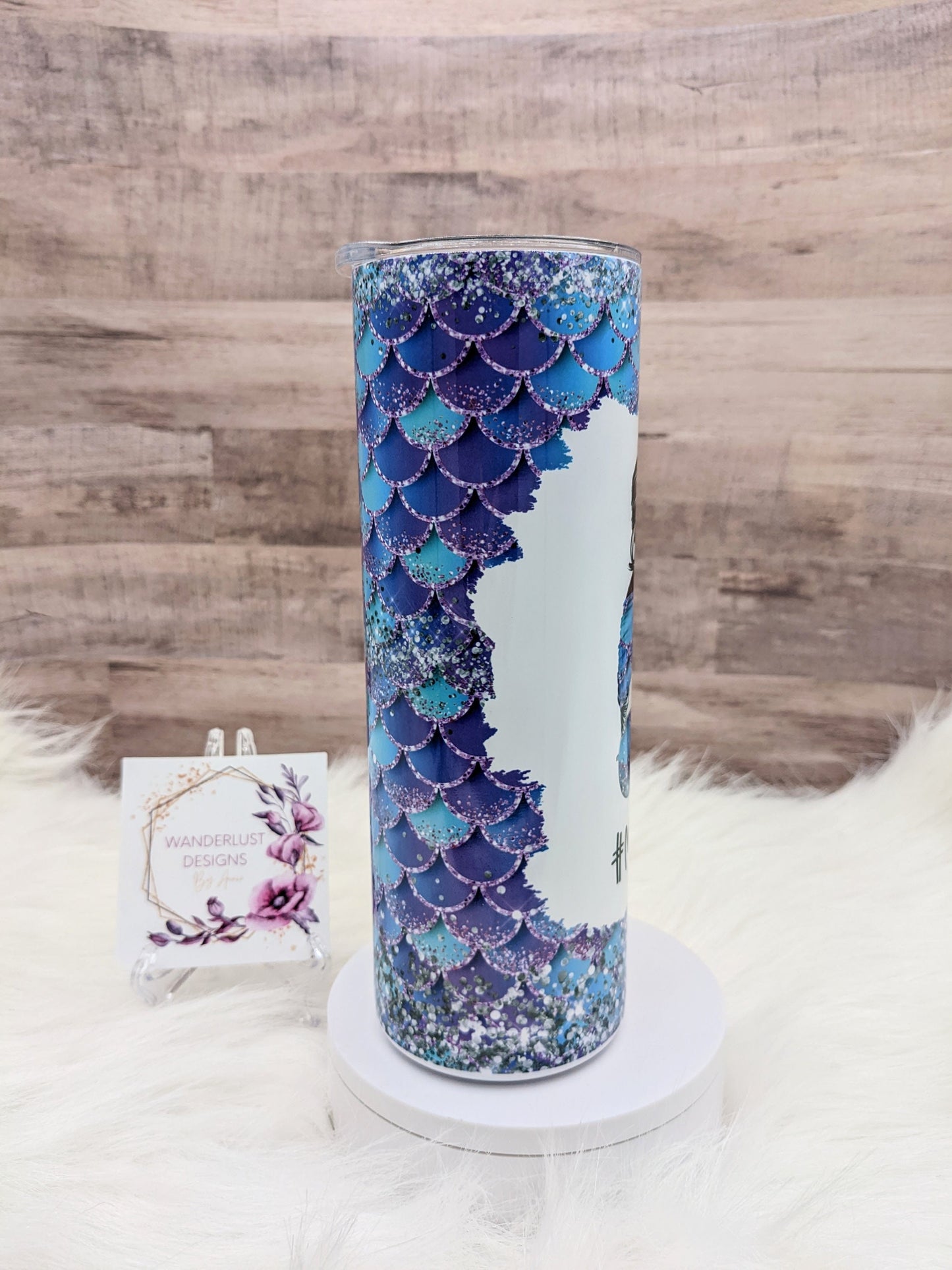 Mom Life Blue and Purple Glitter Accented 20 Oz Sublimated Skinny Tumbler - Insulated Stainless