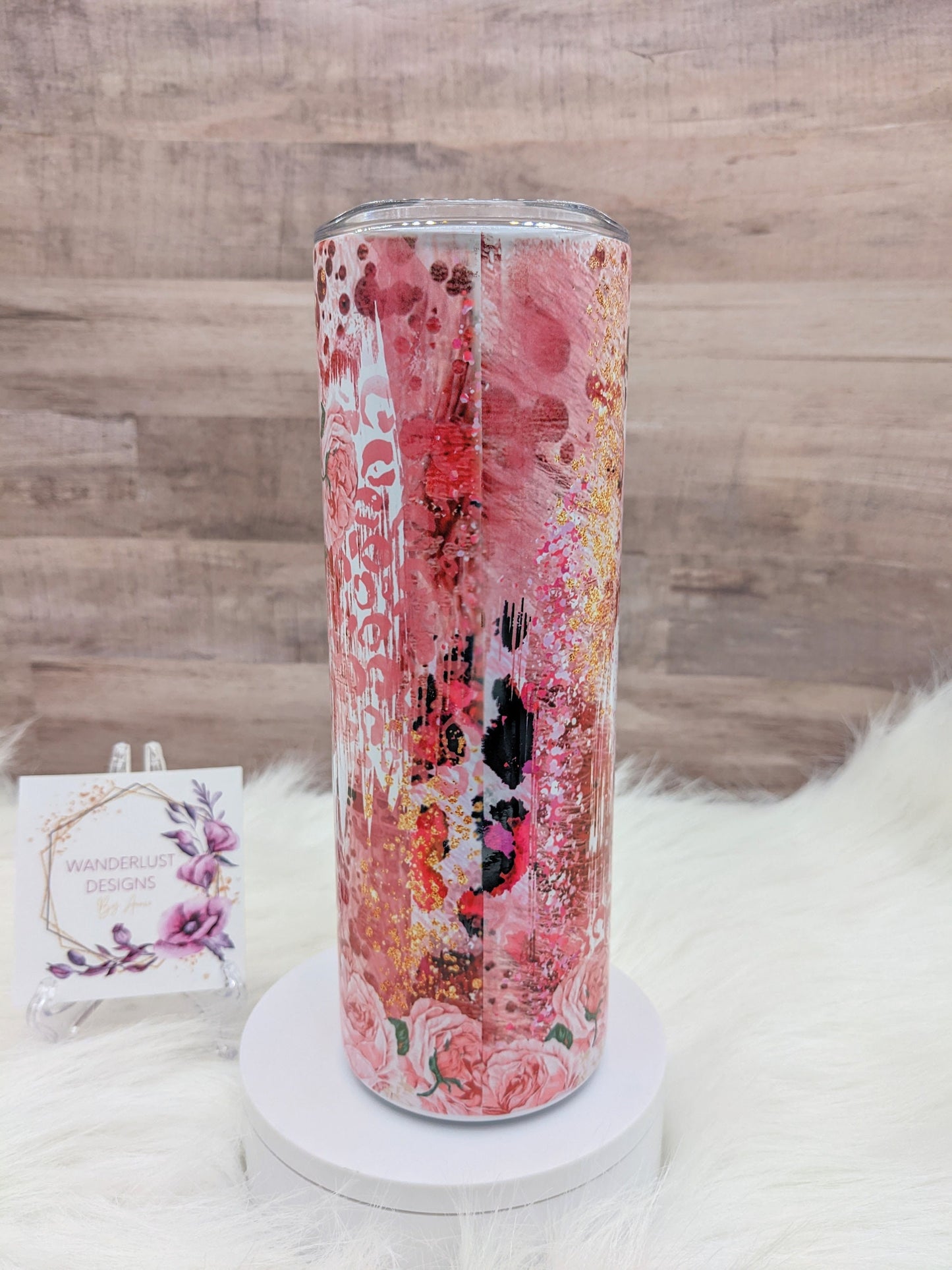 Same Bitch Different Day Floral Leopard Pink Inspirational  20 Oz Sublimated Skinny Tumbler - Insulated Stainless