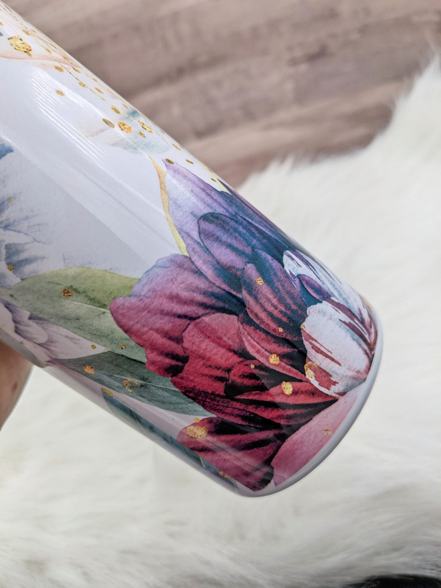 Mama Blue, Pink and Purple Watercolor Floral Tumbler 20 Oz Sublimated Skinny Tumbler - Insulated Stainless