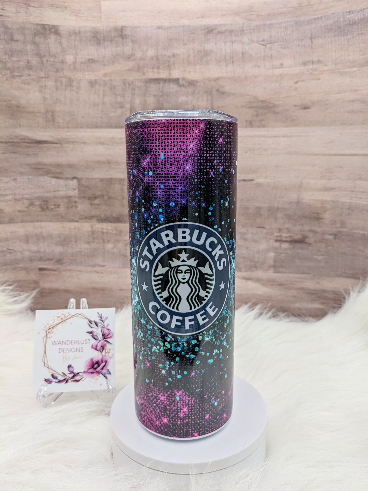 Purple with Teal Glitter Starbucks Inspired Sublimation 20 Oz Skinny Tumbler - Insulated Stainless