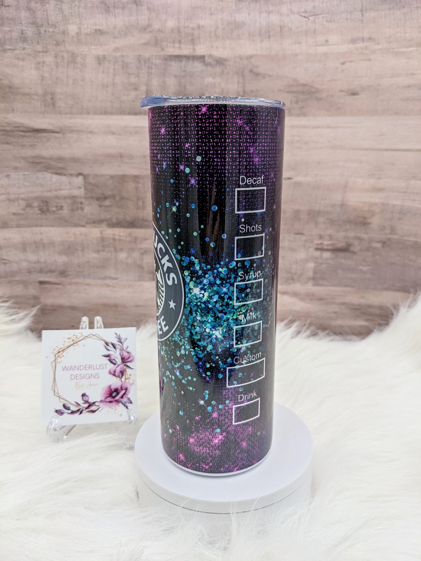 Purple with Teal Glitter Starbucks Inspired Sublimation 20 Oz Skinny Tumbler - Insulated Stainless