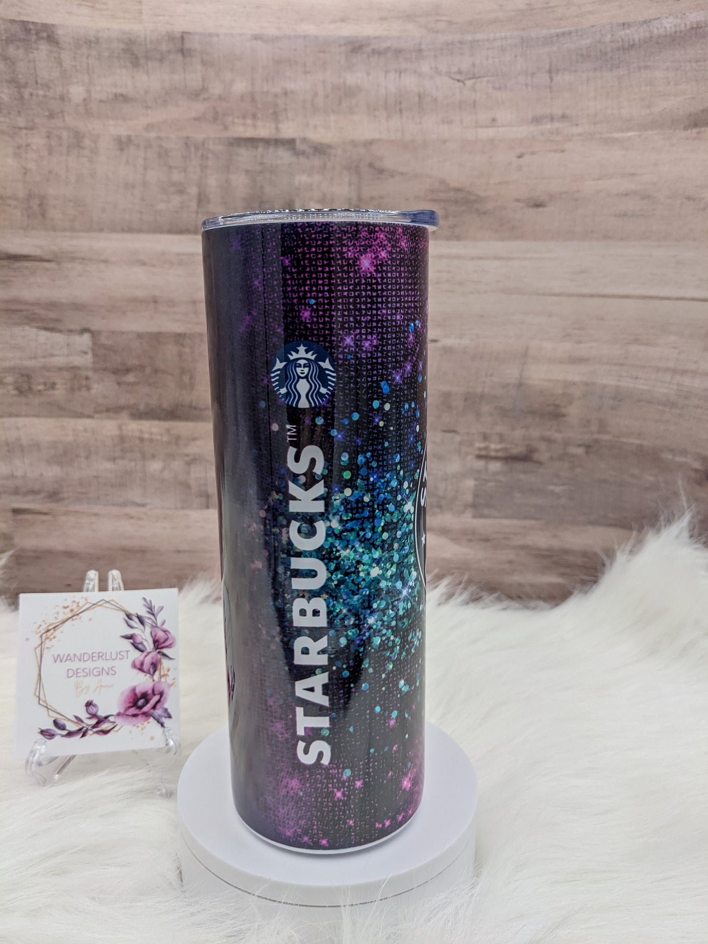 Purple with Teal Glitter Starbucks Inspired Sublimation 20 Oz Skinny Tumbler - Insulated Stainless