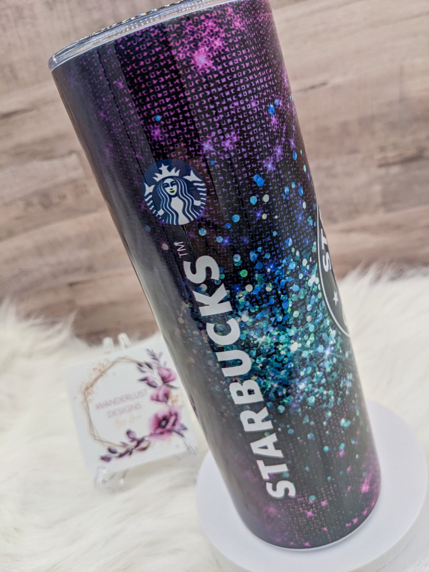 Purple with Teal Glitter Starbucks Inspired Sublimation 20 Oz Skinny Tumbler - Insulated Stainless