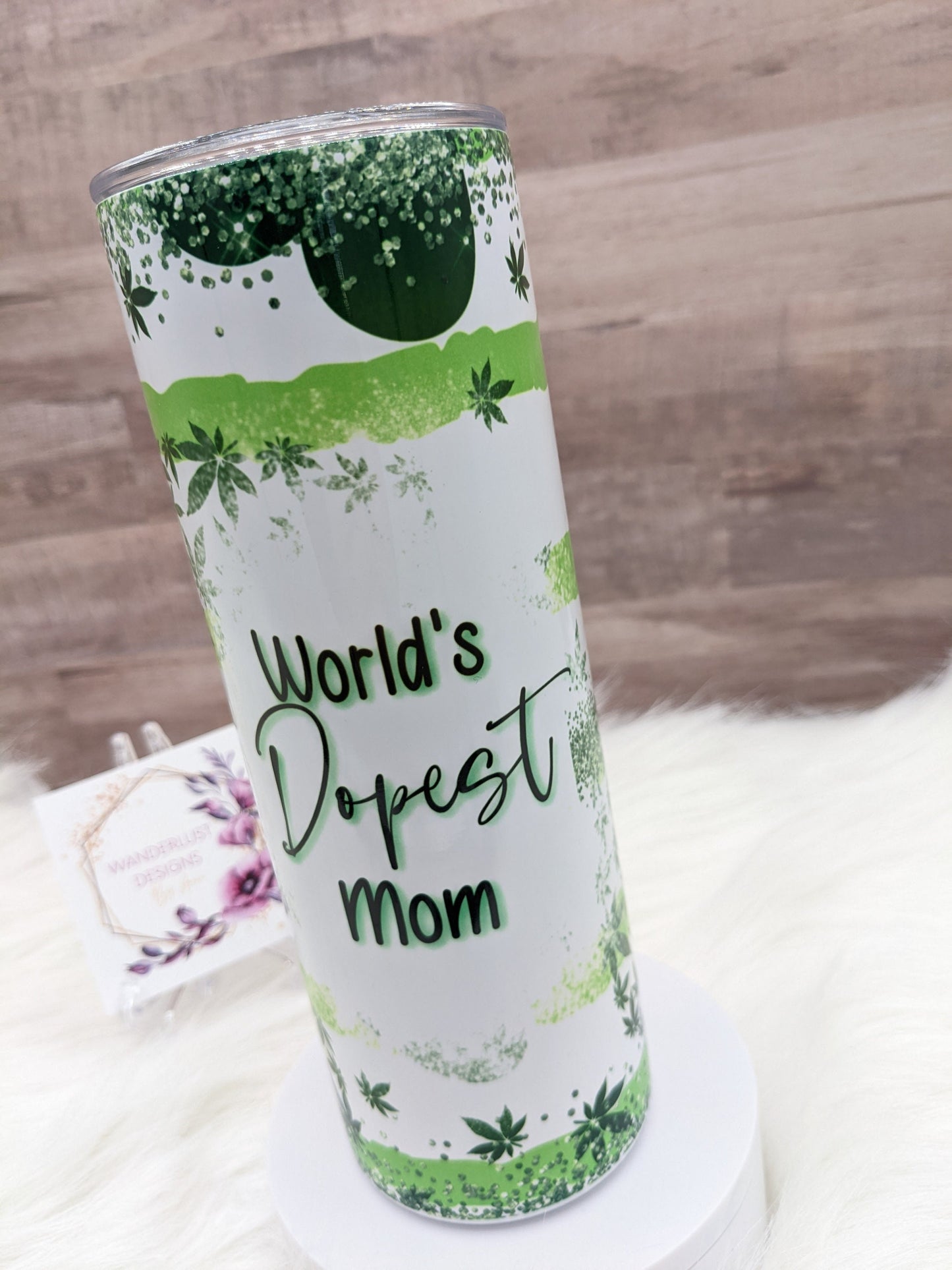 World's Dopest Mom 420 MJ Pot 20 Oz Sublimated Skinny Tumbler - Insulated Stainless