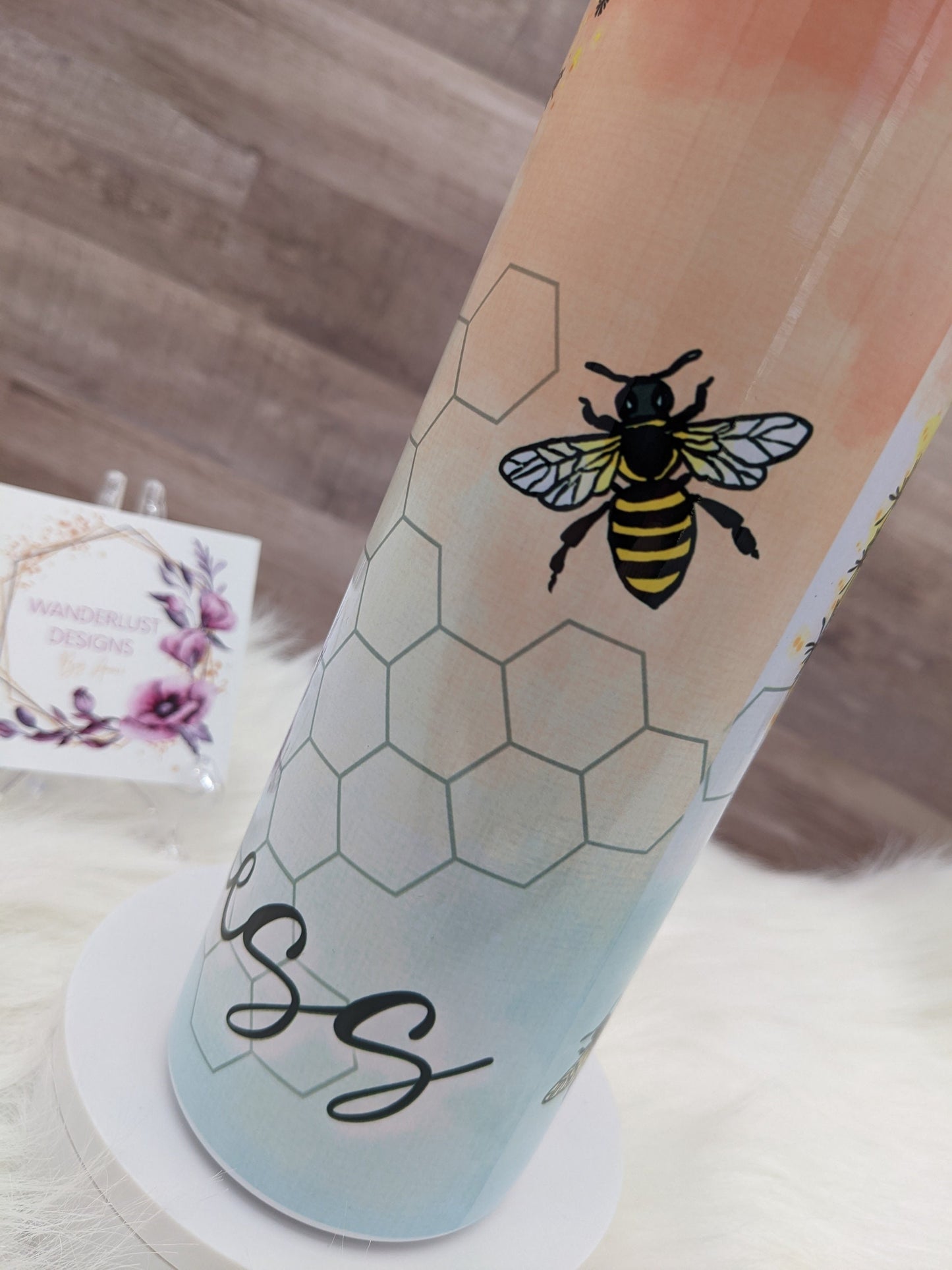 Spread Kindness Bee Honeycomb Ombre 20 Oz Sublimated Skinny Tumbler - Insulated Stainless