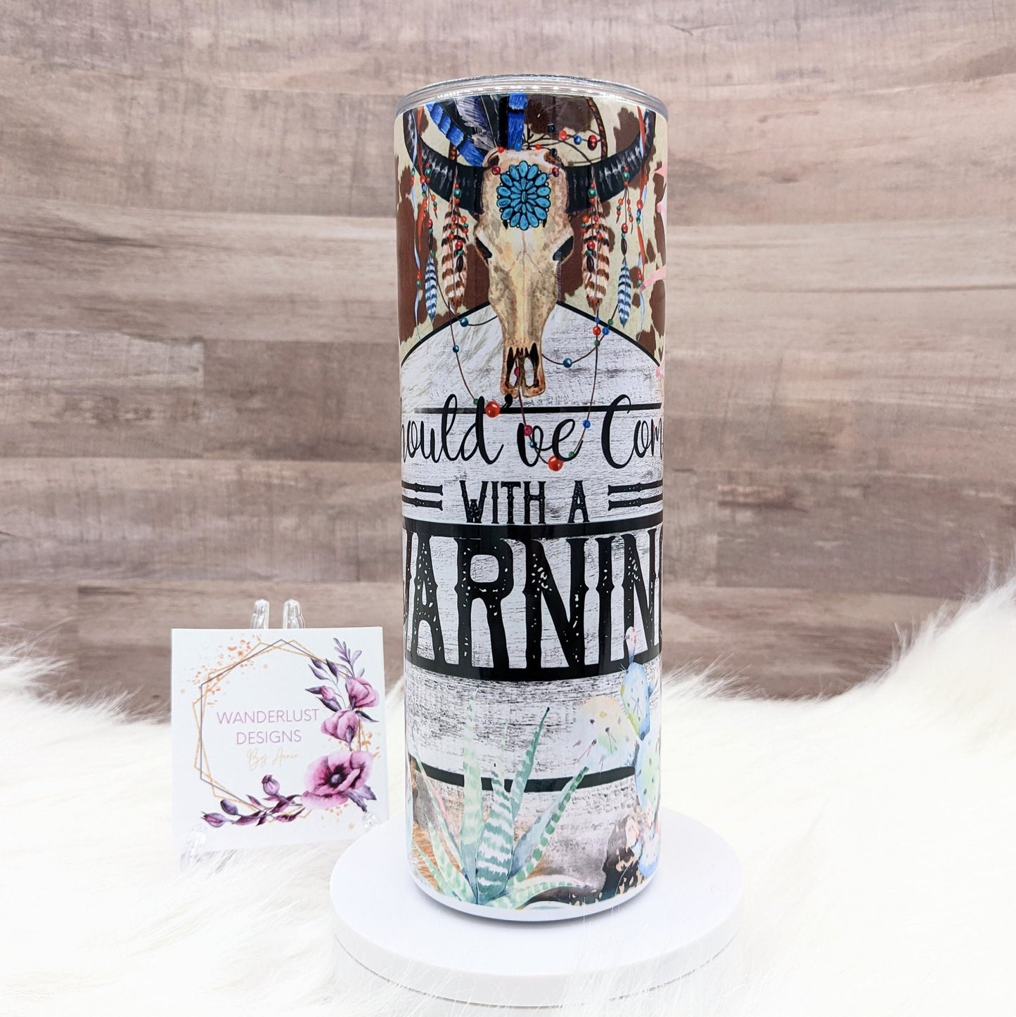 Should've Come with a Warning Wallen Succulent Cactus Floral Country Music 20 Oz Sublimated Skinny Tumbler - Insulated Stainless