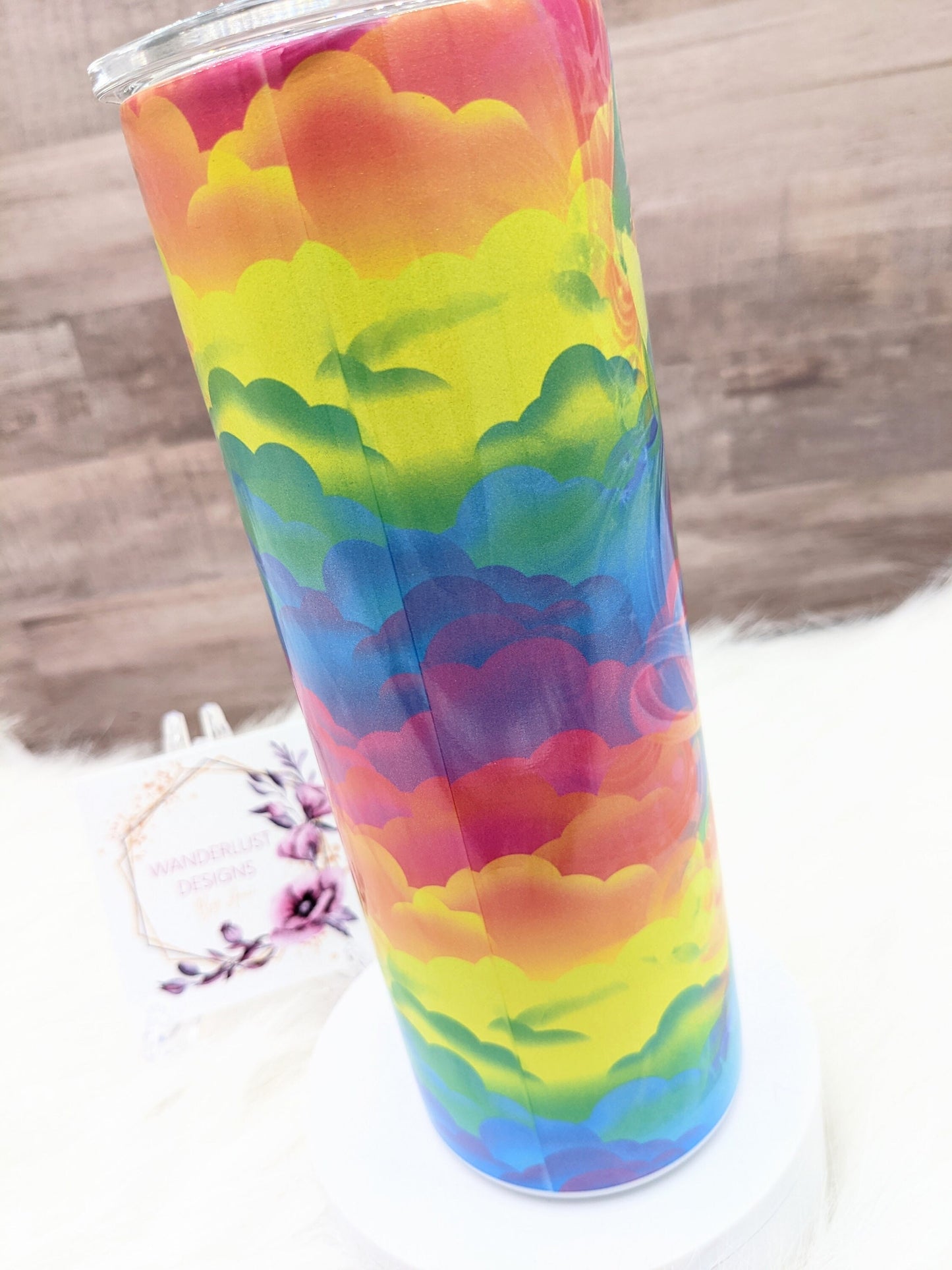 90's Lisa Frank Inspired Unicorn Shimmer Holographic Colorful Sublimation 20 Oz Skinny Tumbler - Insulated Stainless