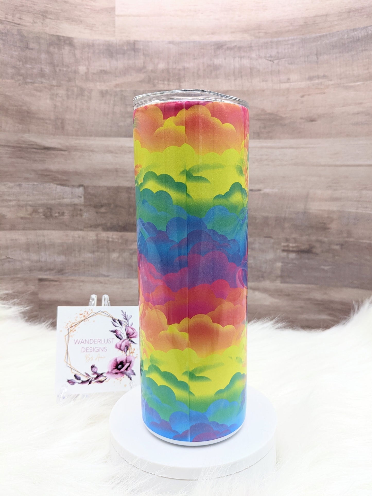 90's Lisa Frank Inspired Unicorn Shimmer Holographic Colorful Sublimation 20 Oz Skinny Tumbler - Insulated Stainless