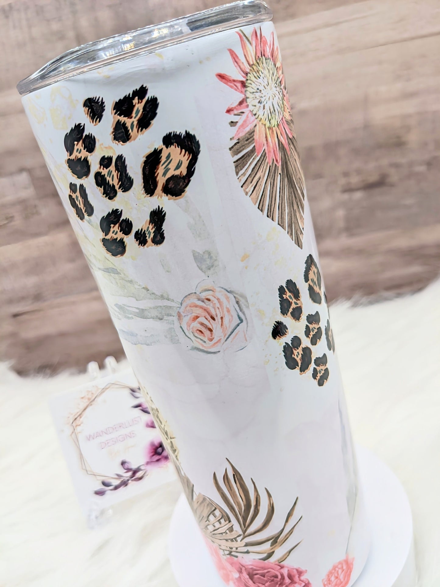 Mama Pastel Floral with Leopard Accents 20 Oz Sublimated Skinny Tumbler - Insulated Stainless