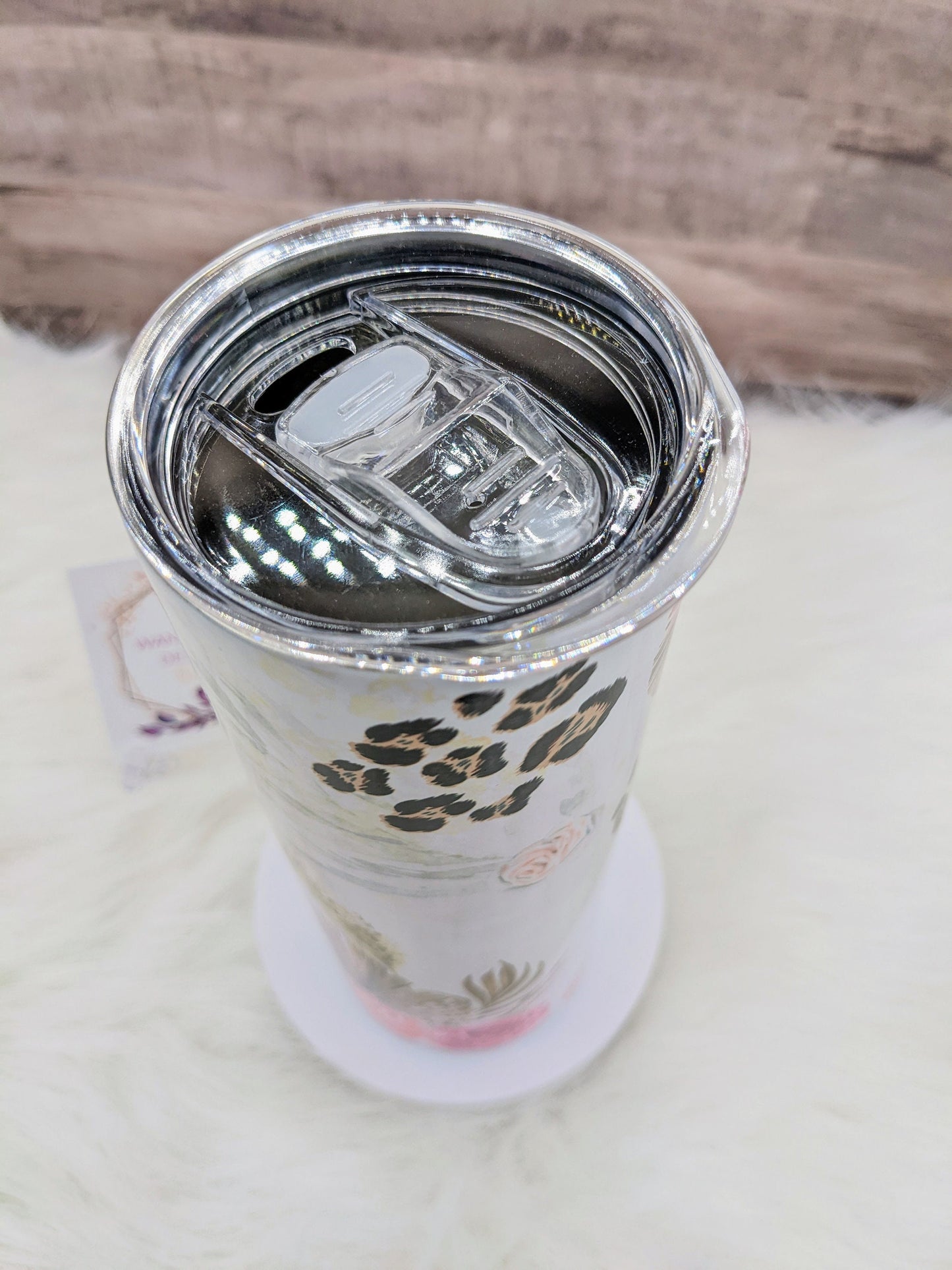 Mama Pastel Floral with Leopard Accents 20 Oz Sublimated Skinny Tumbler - Insulated Stainless