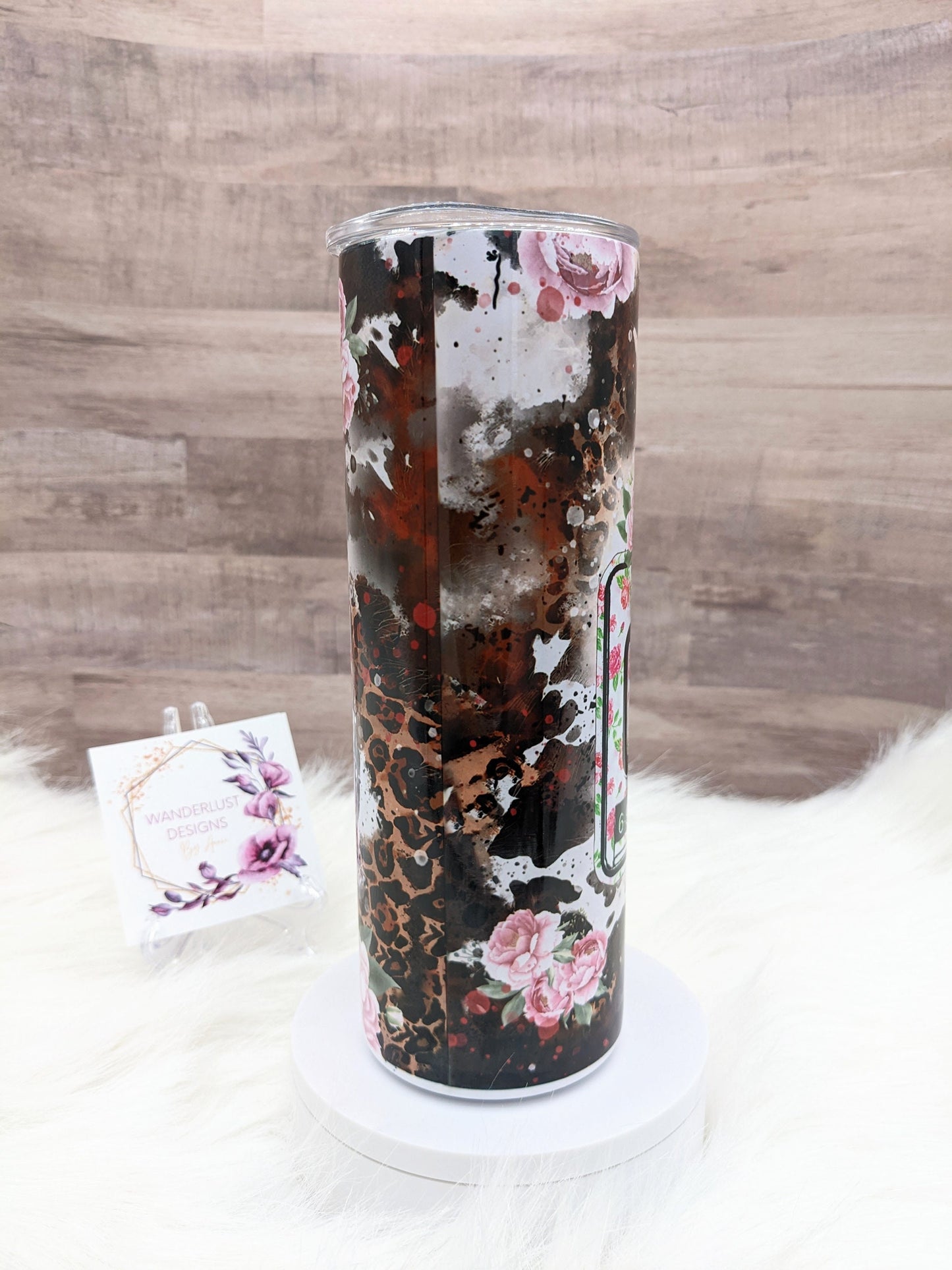 Beautiful Crazy Floral, Leopard & Cowhide Combs 20 Oz Sublimated Skinny Tumbler - Insulated Stainless