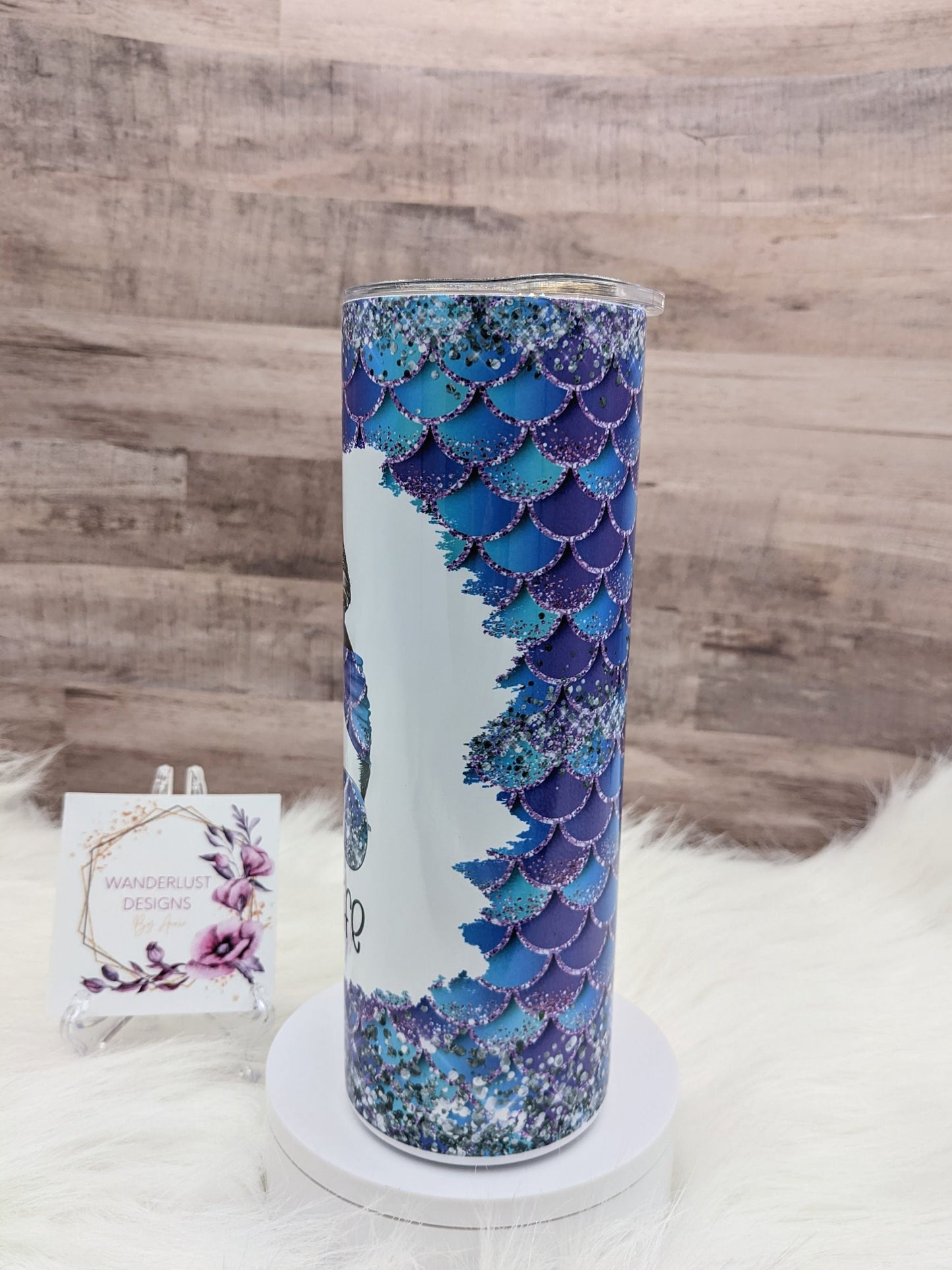 Mom Life Blue and Purple Glitter Accented 20 Oz Sublimated Skinny Tumbler - Insulated Stainless