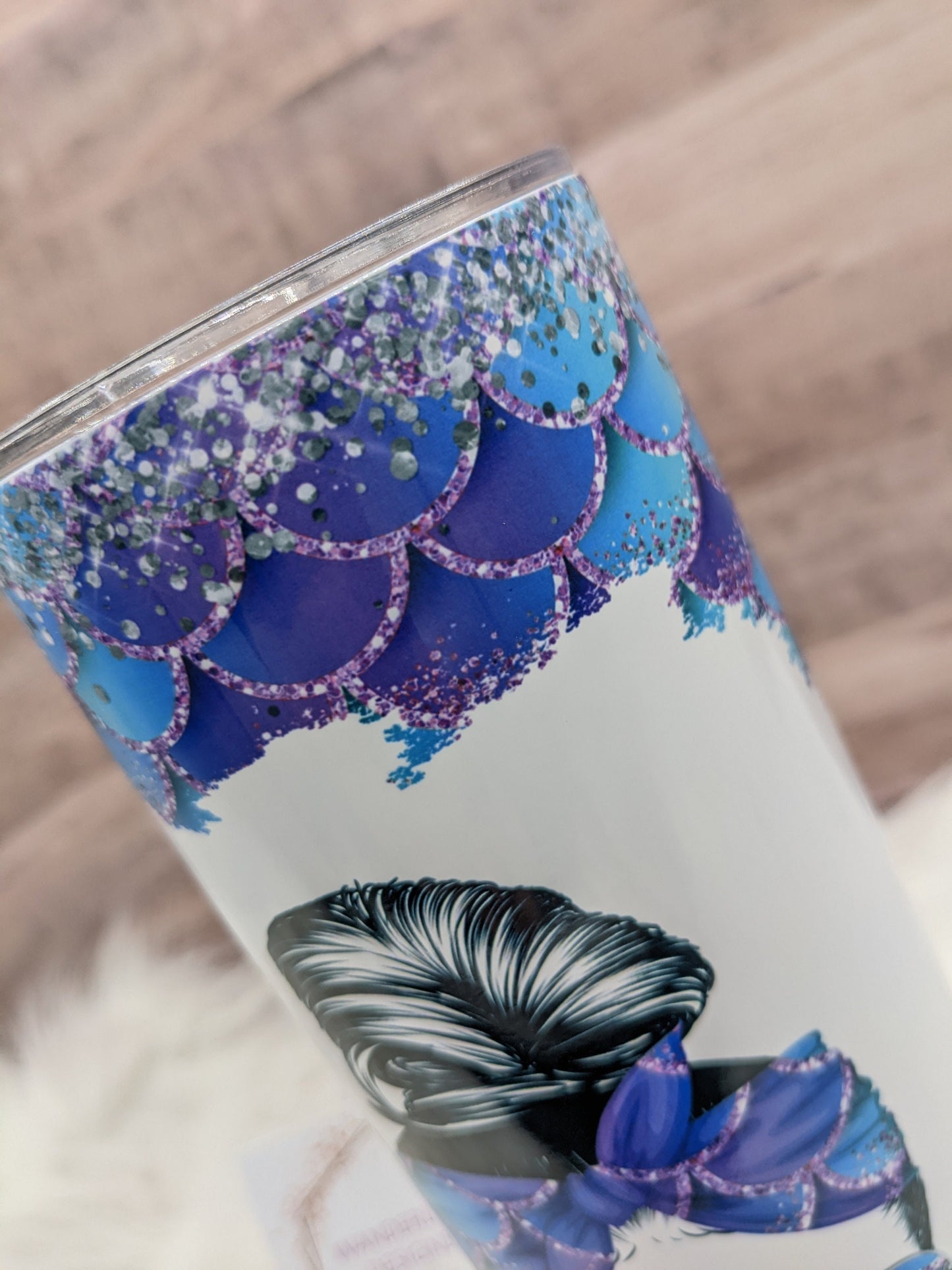 Mom Life Blue and Purple Glitter Accented 20 Oz Sublimated Skinny Tumbler - Insulated Stainless