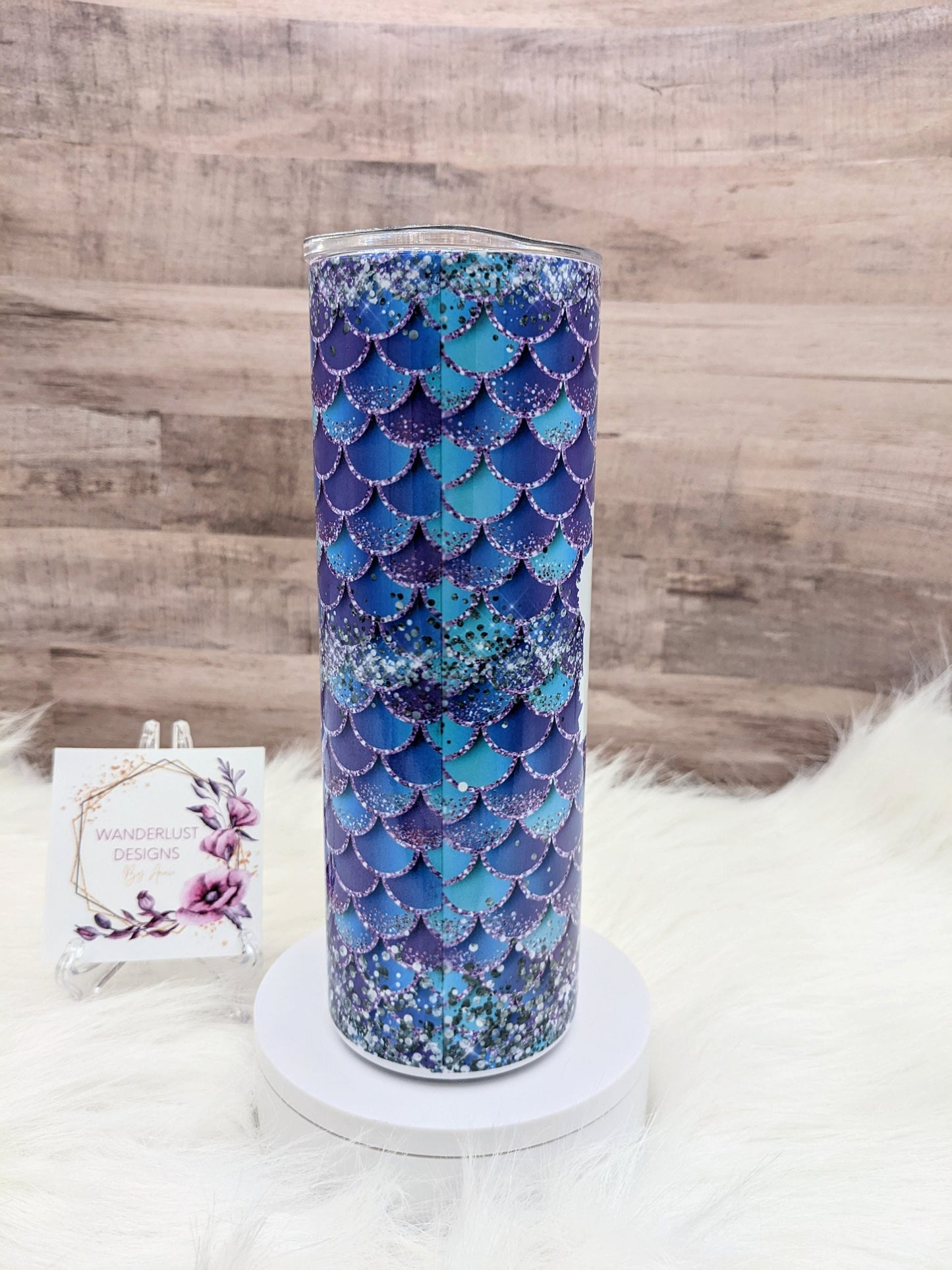 Mom Life Blue and Purple Glitter Accented 20 Oz Sublimated Skinny Tumbler - Insulated Stainless