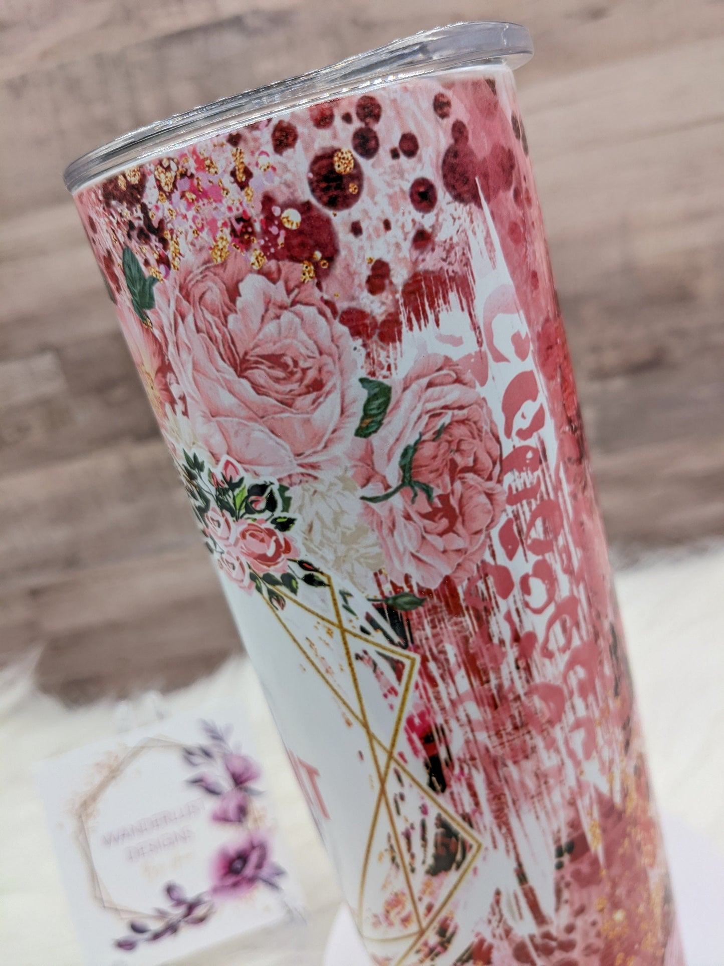 Same Bitch Different Day Floral Leopard Pink Inspirational  20 Oz Sublimated Skinny Tumbler - Insulated Stainless