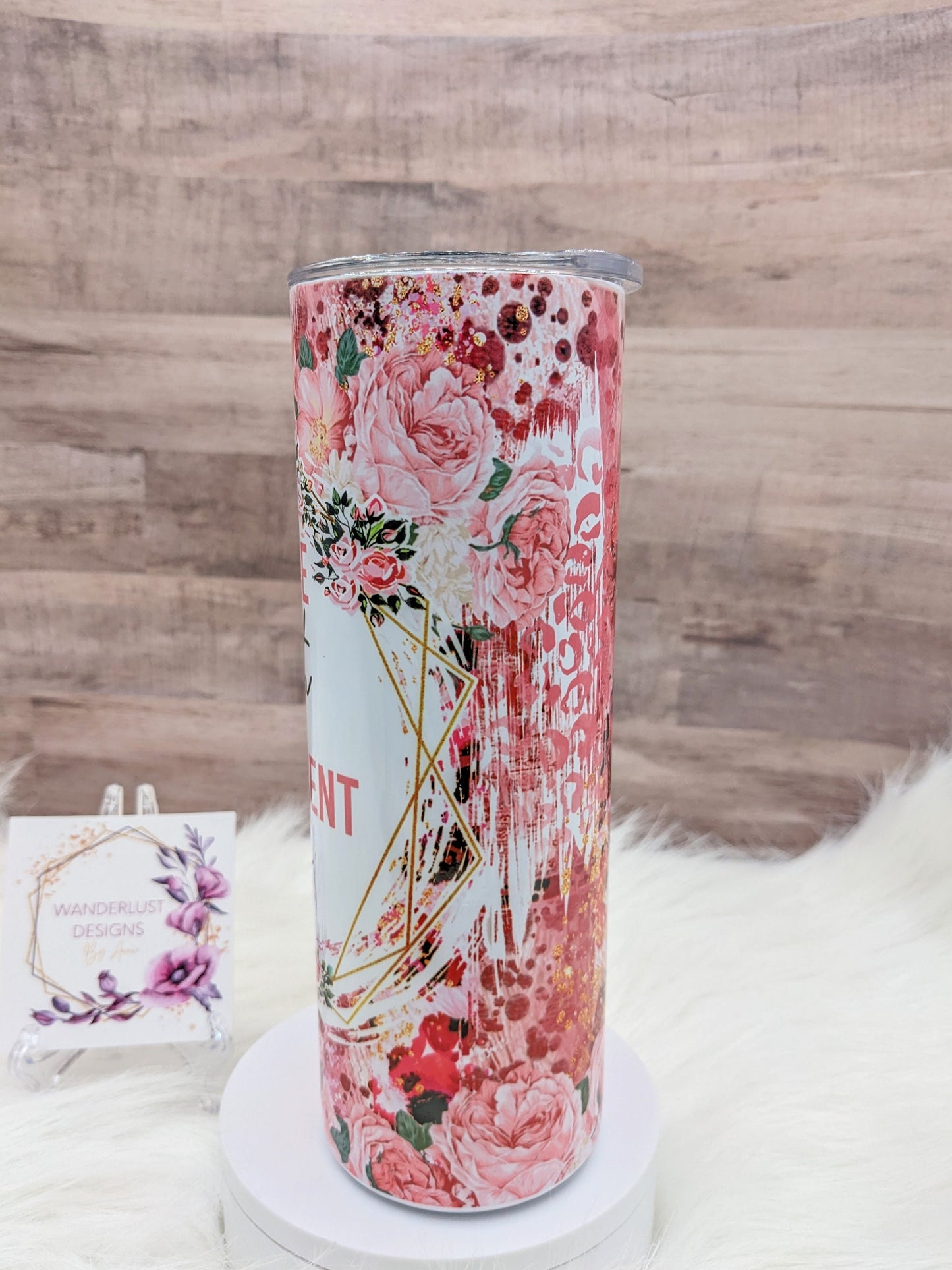 Same Bitch Different Day Floral Leopard Pink Inspirational  20 Oz Sublimated Skinny Tumbler - Insulated Stainless