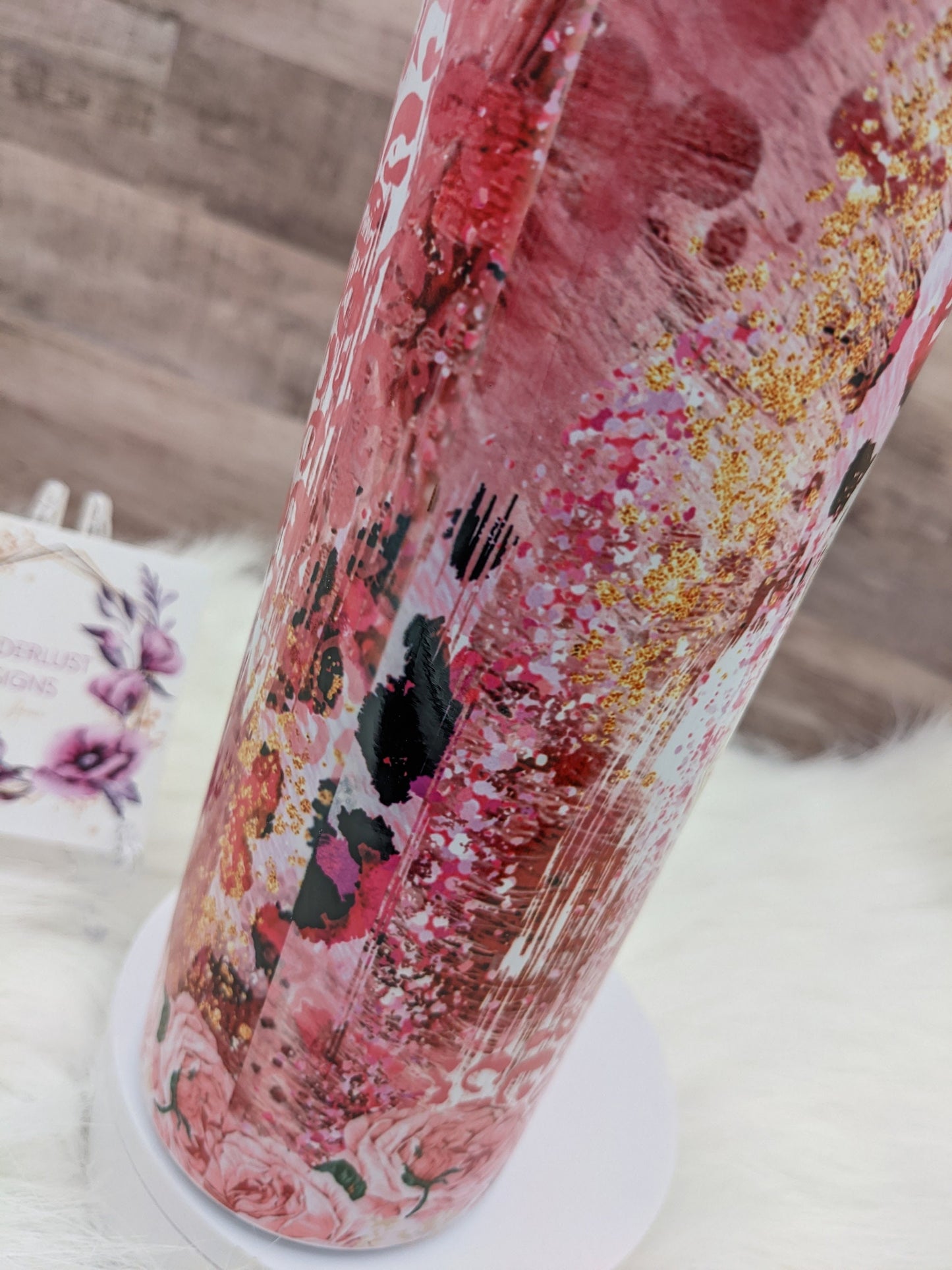 Same Bitch Different Day Floral Leopard Pink Inspirational  20 Oz Sublimated Skinny Tumbler - Insulated Stainless