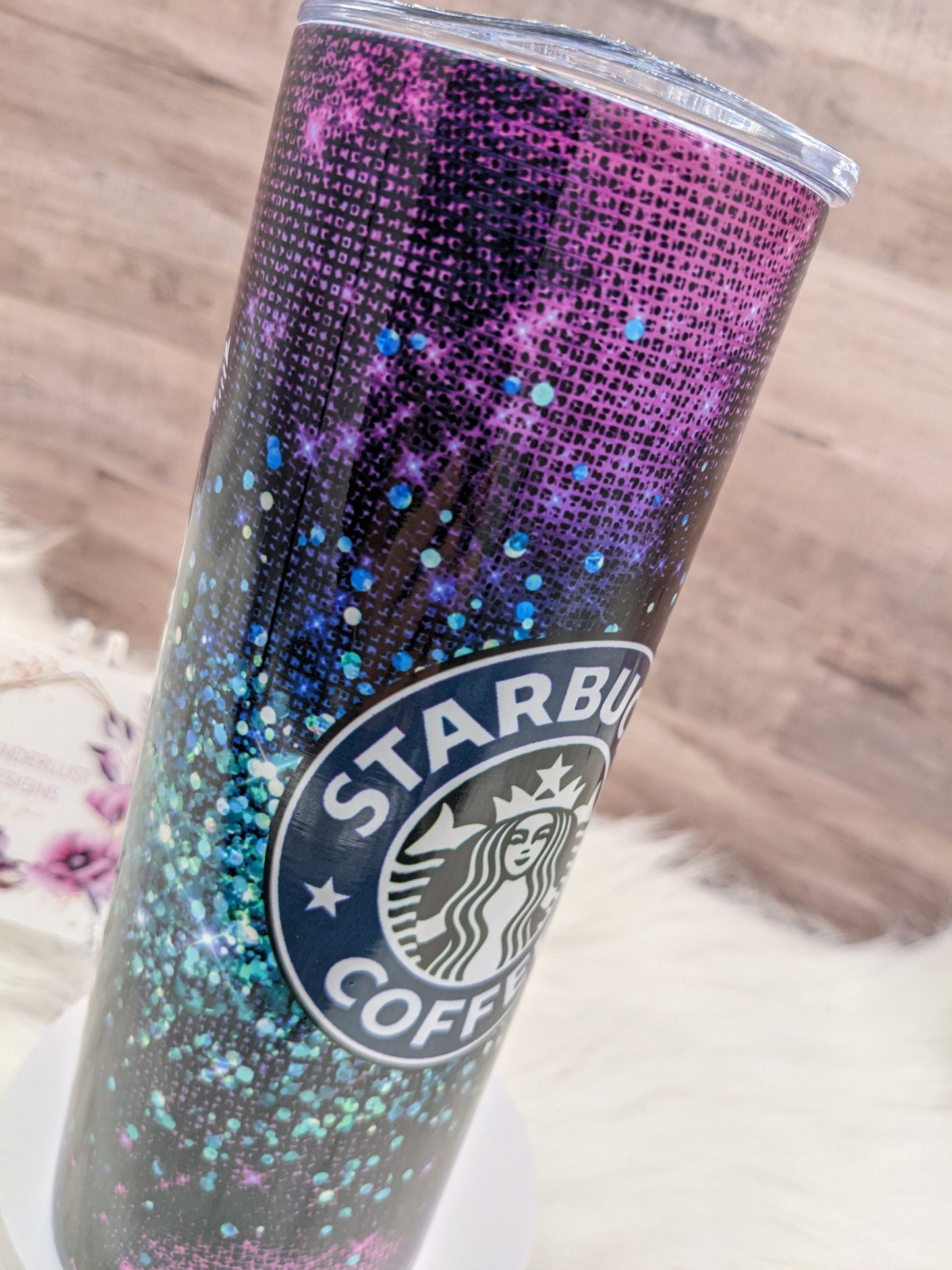 Purple with Teal Glitter Starbucks Inspired Sublimation 20 Oz Skinny Tumbler - Insulated Stainless