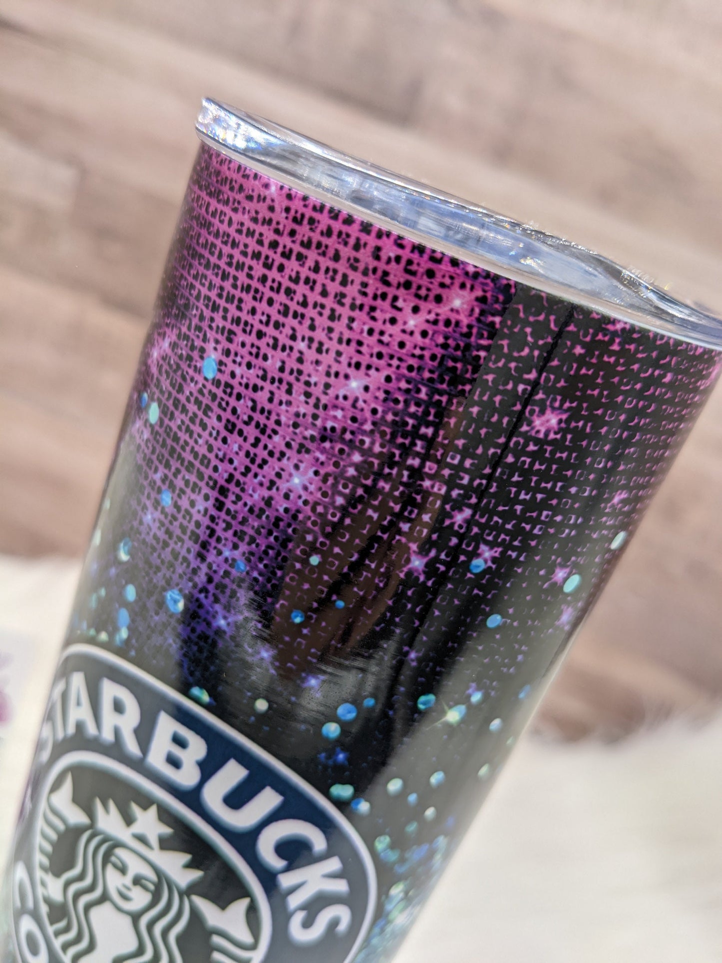 Purple with Teal Glitter Starbucks Inspired Sublimation 20 Oz Skinny Tumbler - Insulated Stainless