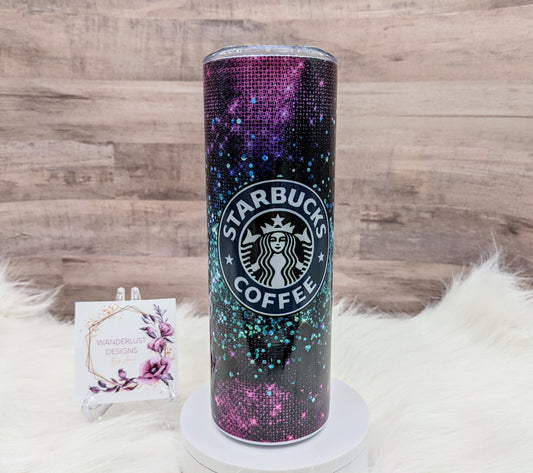 Purple with Teal Glitter Starbucks Inspired Sublimation 20 Oz Skinny Tumbler - Insulated Stainless